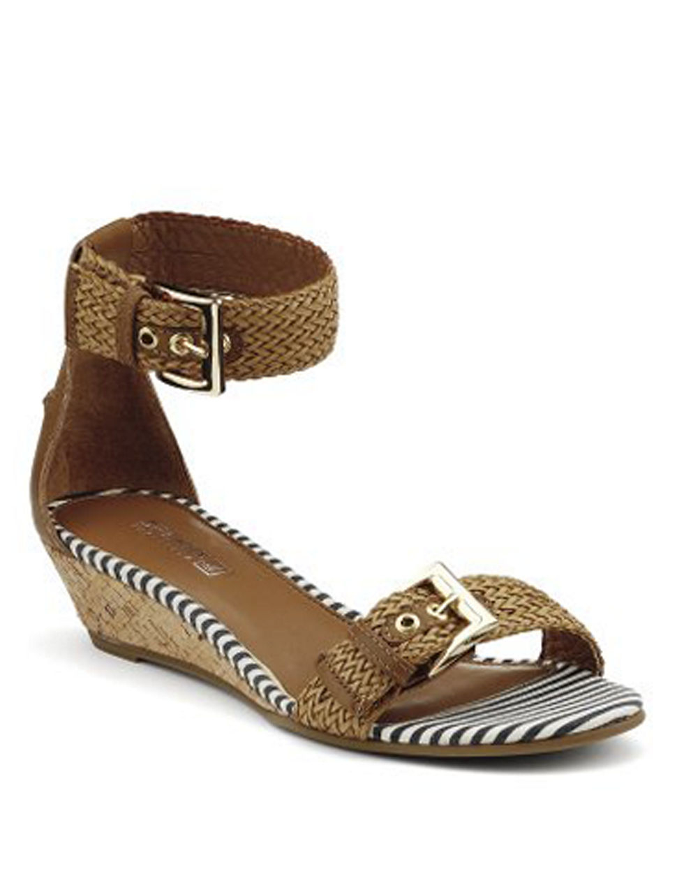 Sperry Top-sider Lynbrook Leather & Cork Ankle Wrap Wedge Sandals in ...