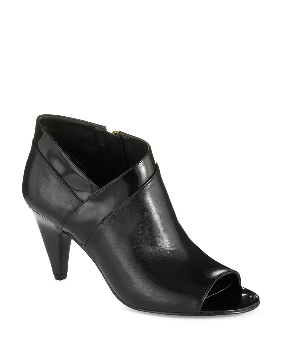 Bandolino Dalinda Peep Toe Heels in Black (Black Leather) | Lyst
