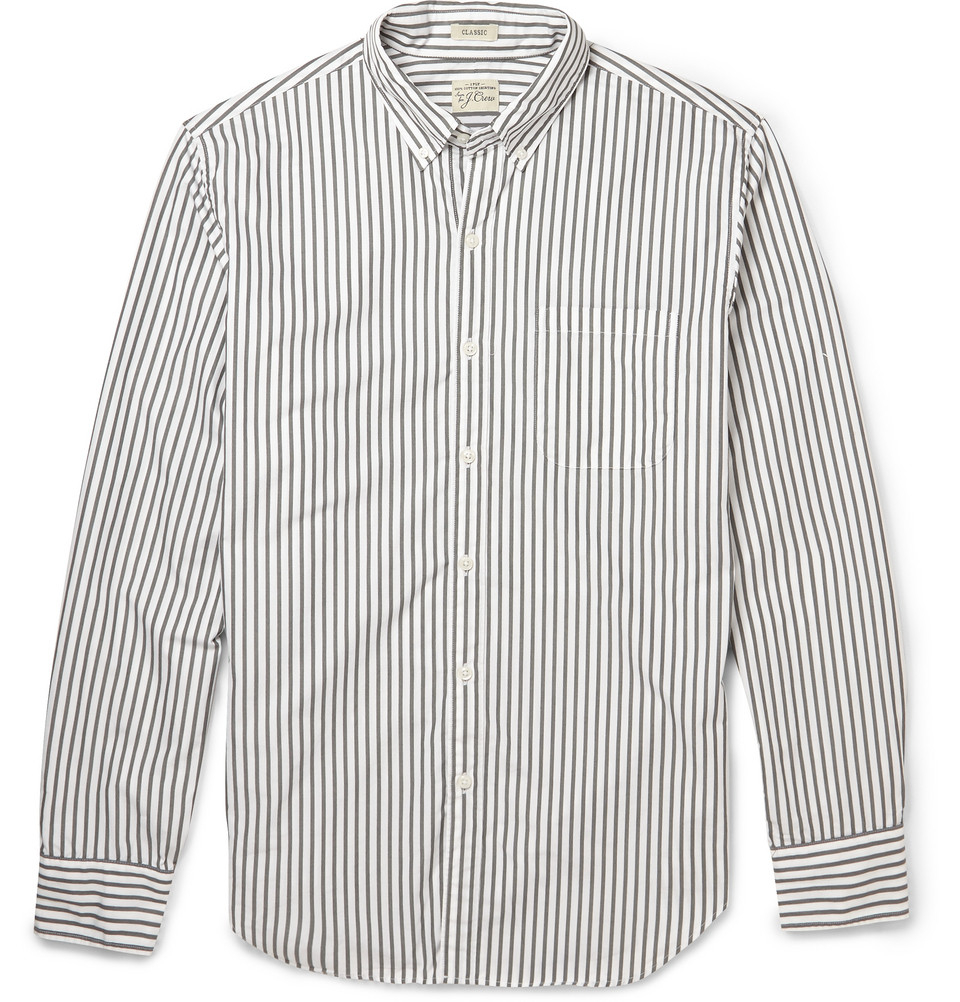 J.crew Button-Down Collar Striped Cotton Shirt in Gray for Men | Lyst