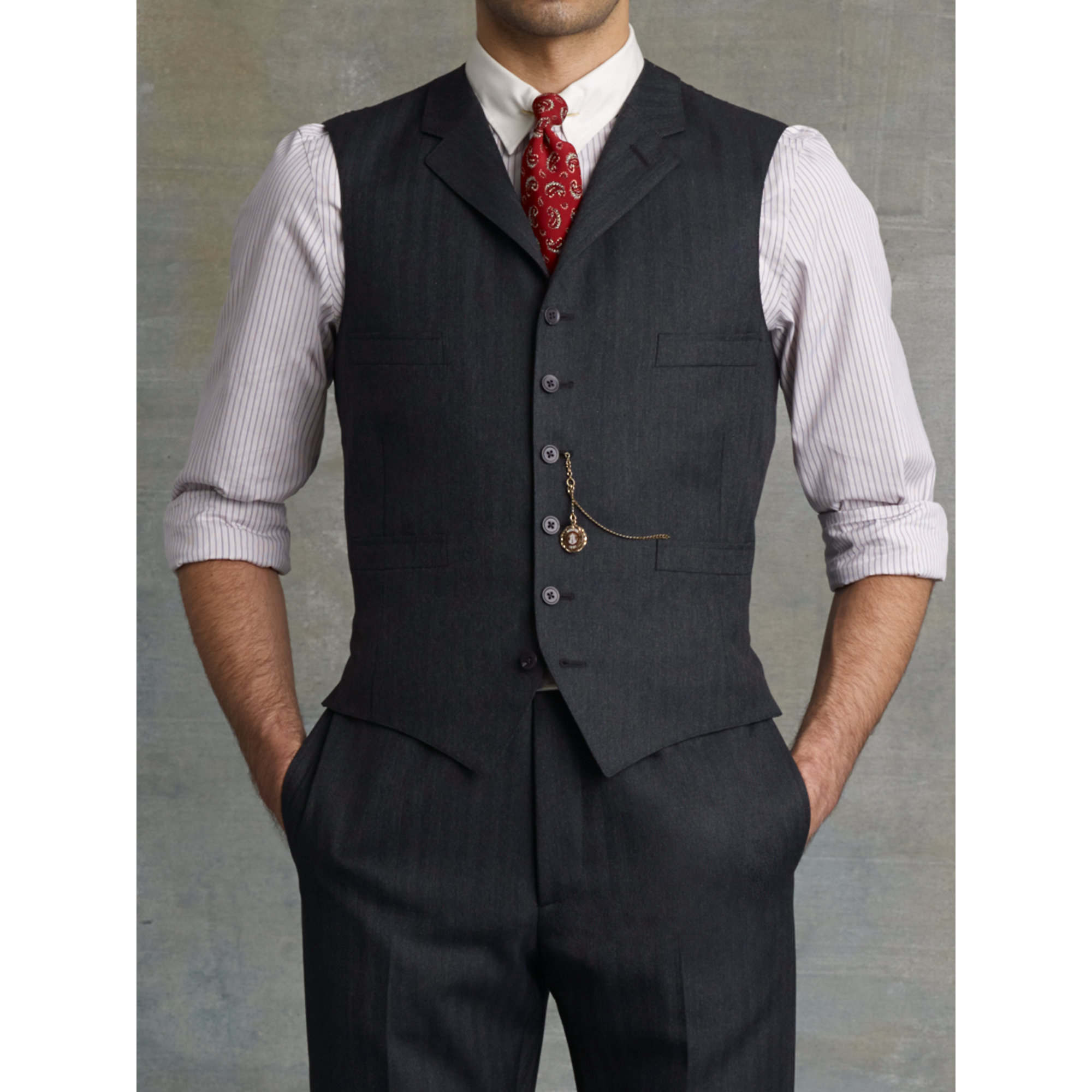 Lyst - Rrl Herringbone Lapel Vest in Gray for Men