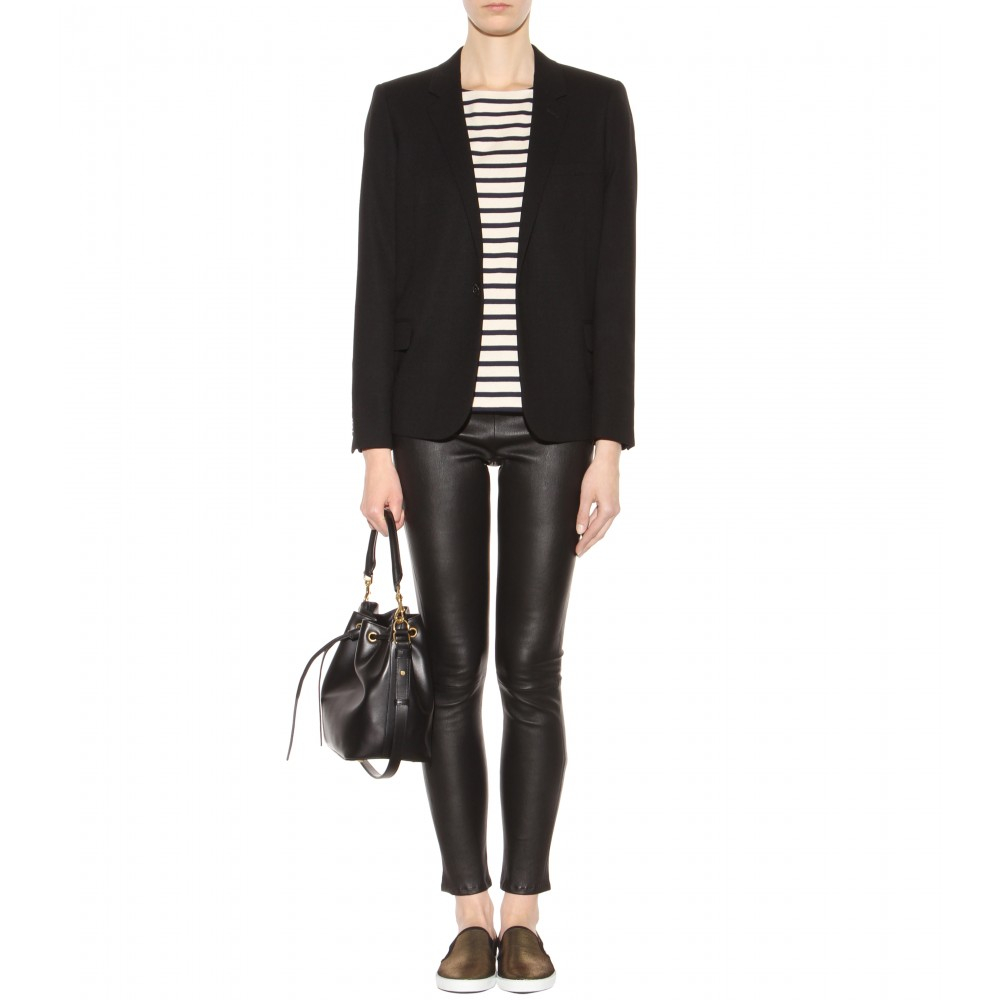Lyst - Saint laurent Striped Cotton Top in Natural