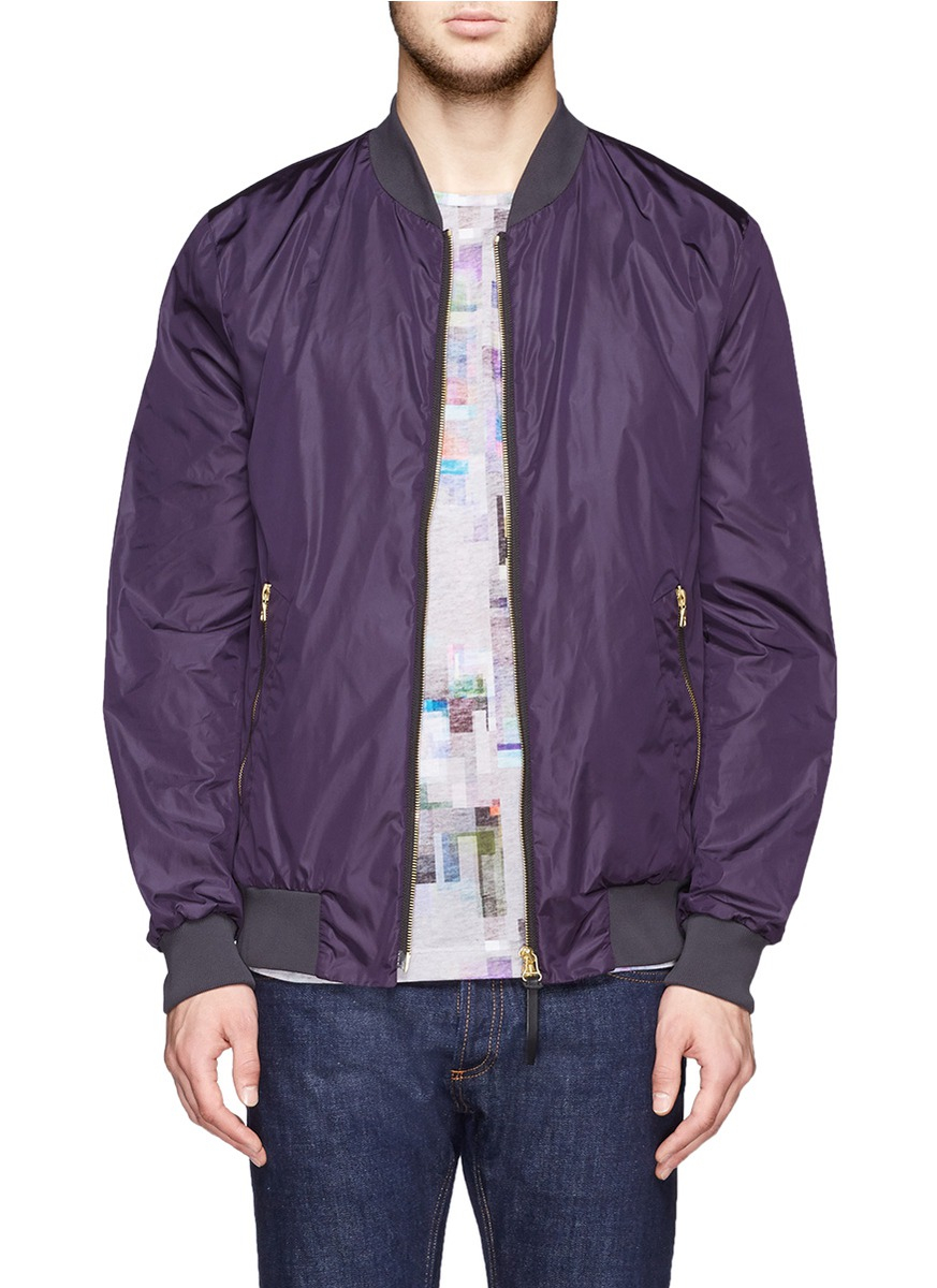Lyst - Ps by paul smith Satin Bomber Jacket in Purple for Men