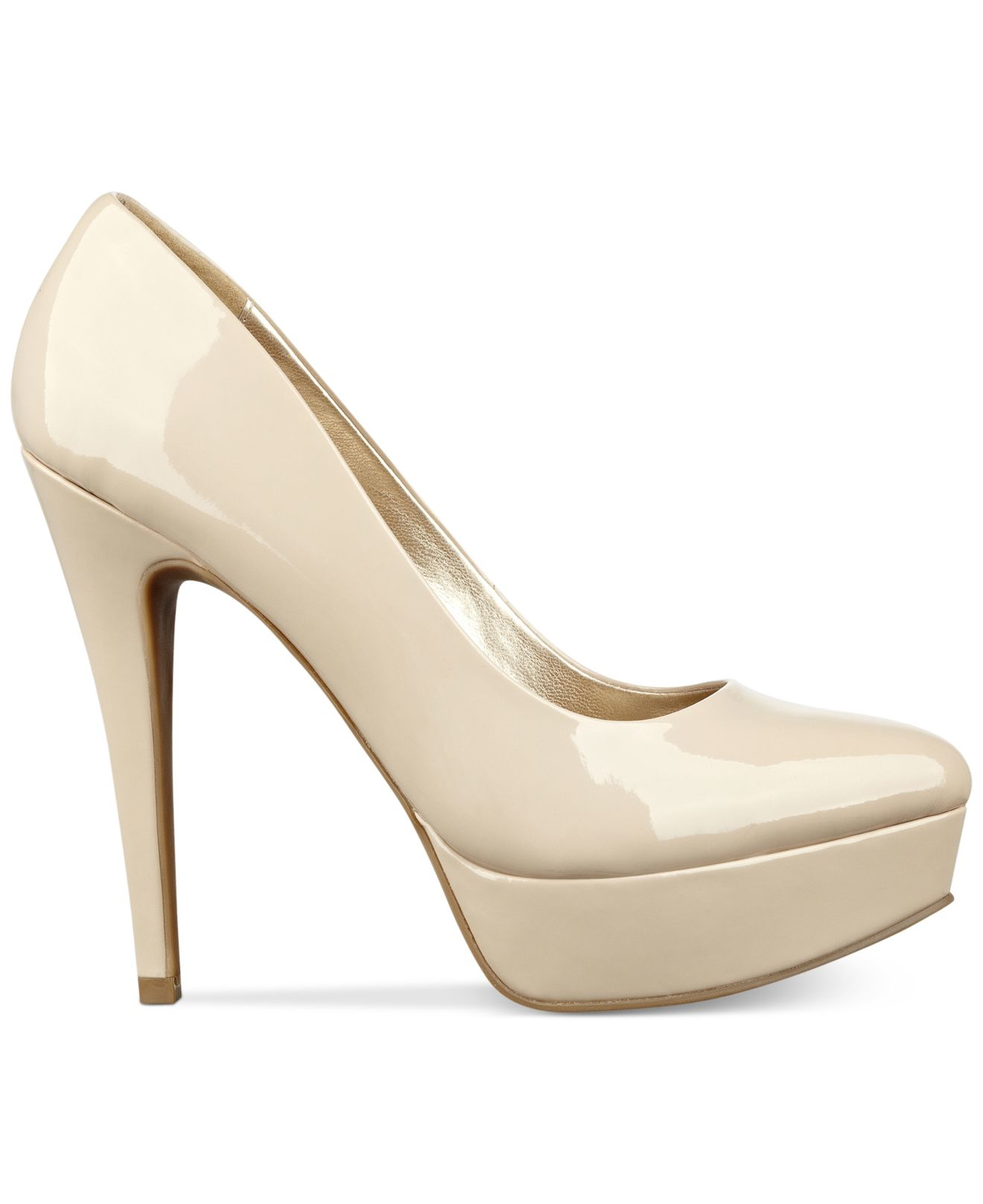 G By Guess Sofia Platform Pumps In Beige Sand Patent Lyst