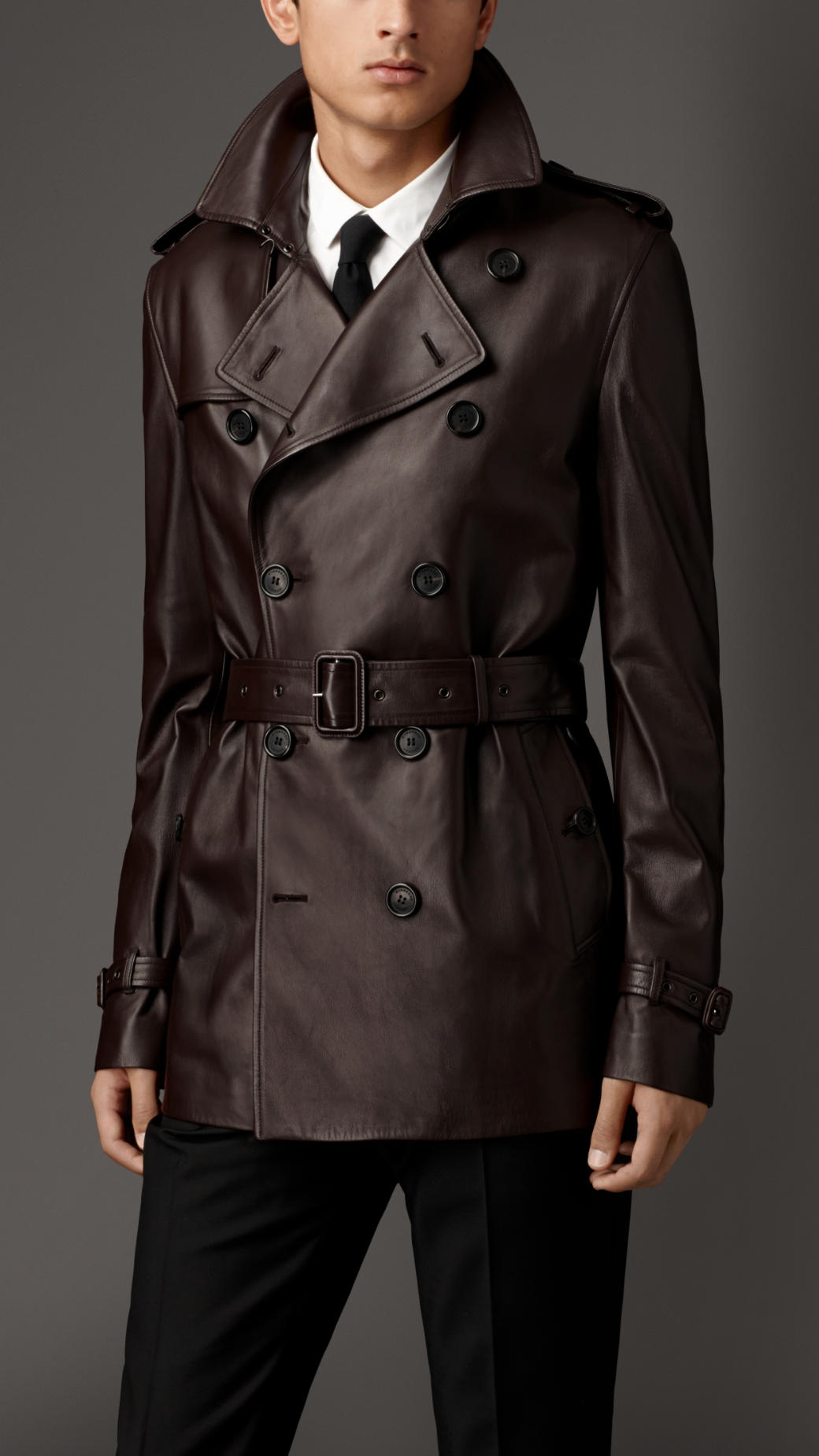 Burberry Nappa Leather Trench Coat In Brown For Men Lyst