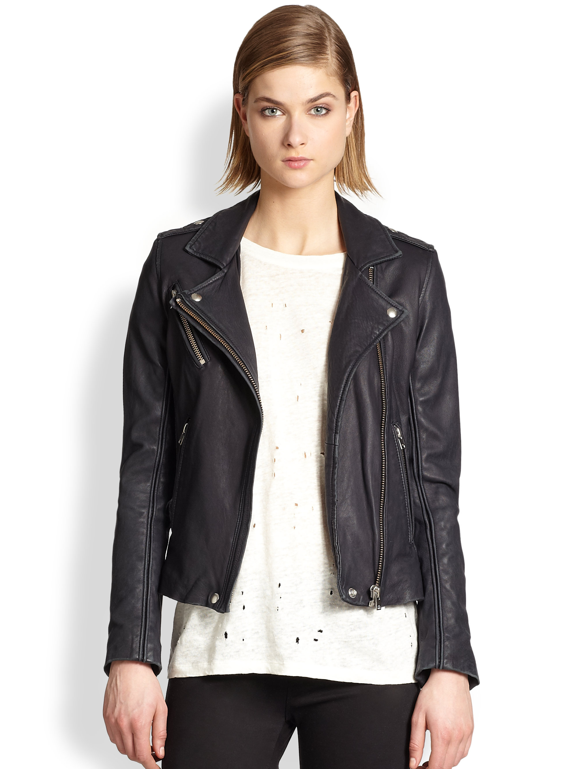 Lyst Iro Tara Leather Motorcycle Jacket In Purple Gallery