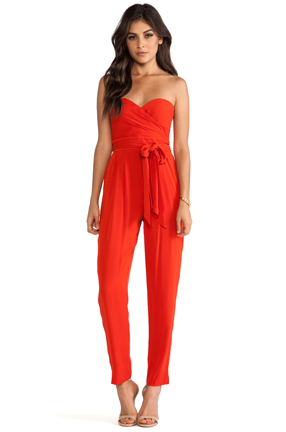 Lyst - Catherine Malandrino Strapless Jumpsuit in Red