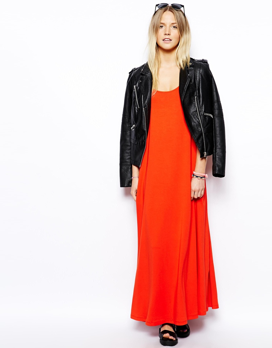 Lyst ASOS Exclusive Tshirt Maxi Dress  in Red 