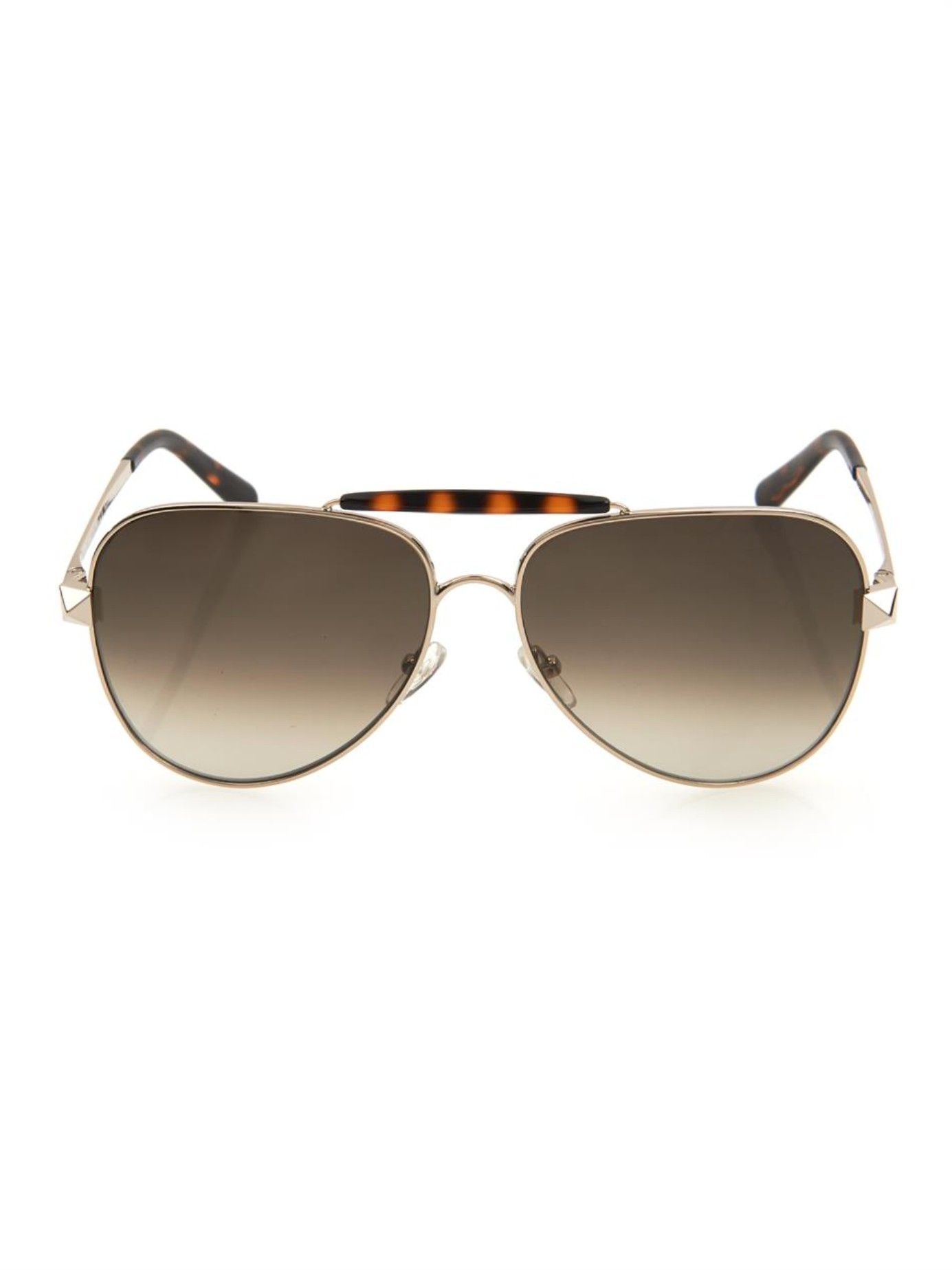 Lyst Valentino Aviator Style Sunglasses In Brown For Men 