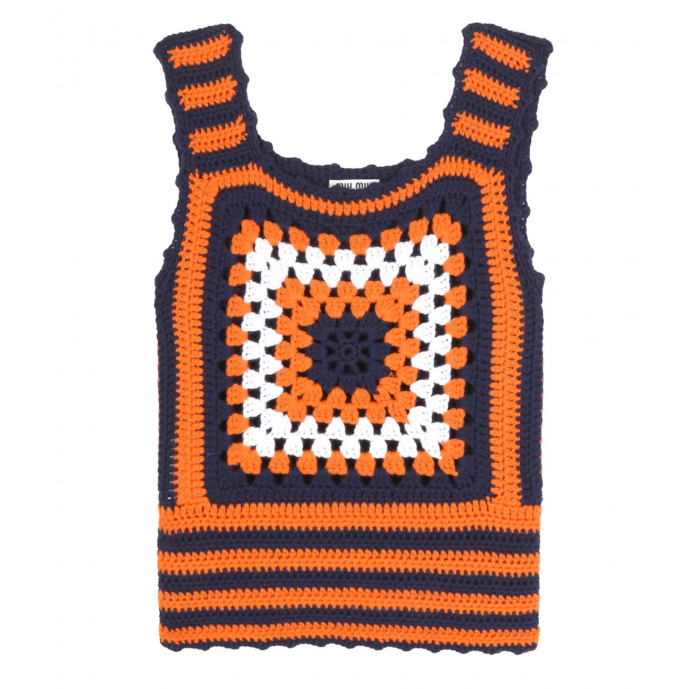 Miu miu Cashmere Crochetknit Top in Orange Lyst