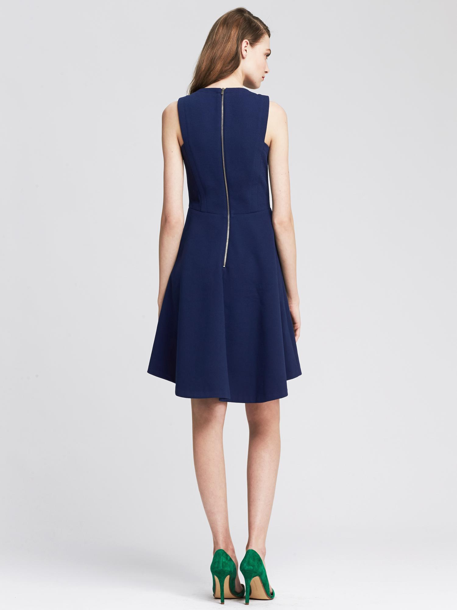 Banana republic Blue Fit-And-Flare Dress in Blue (Basic blue) | Lyst