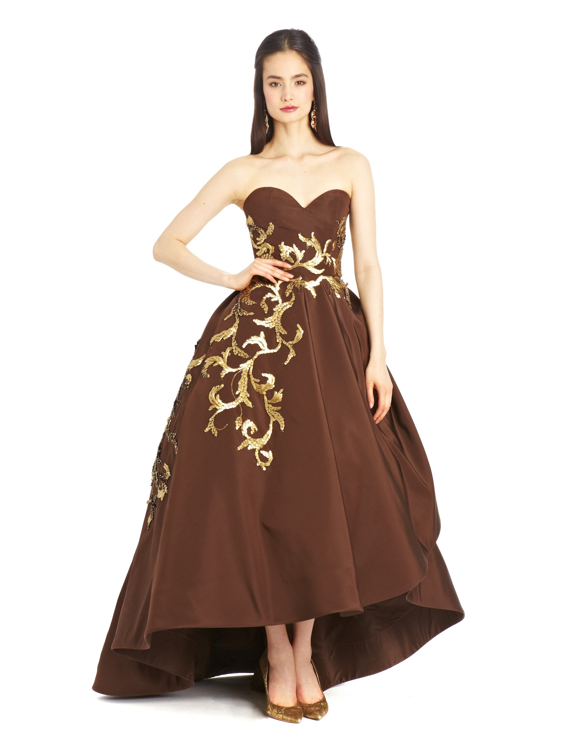 oscar de la renta feather gown