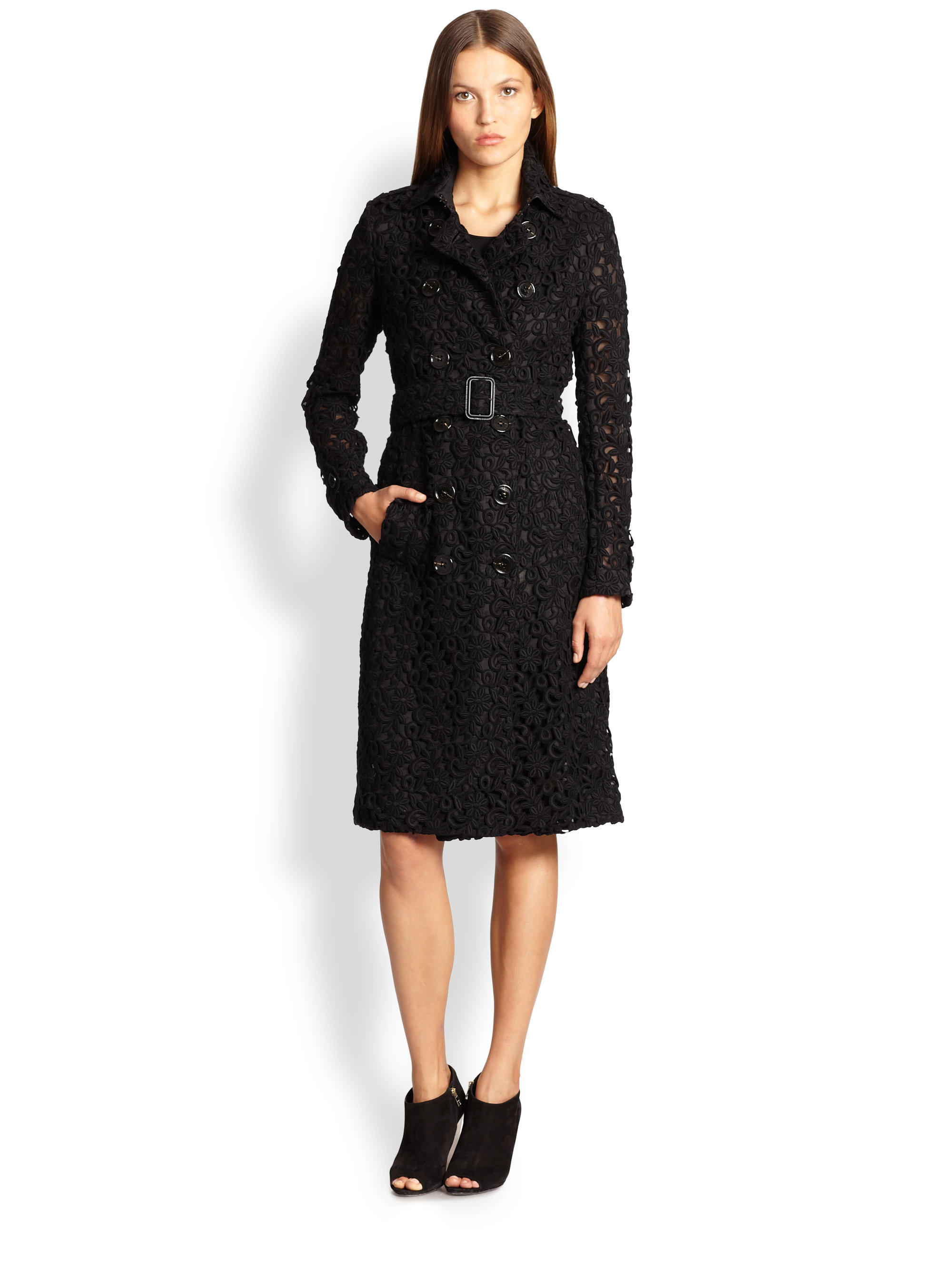 Burberry Ruffle Hem Wool Cashmere Trench Coat Tradingbasis Gallery