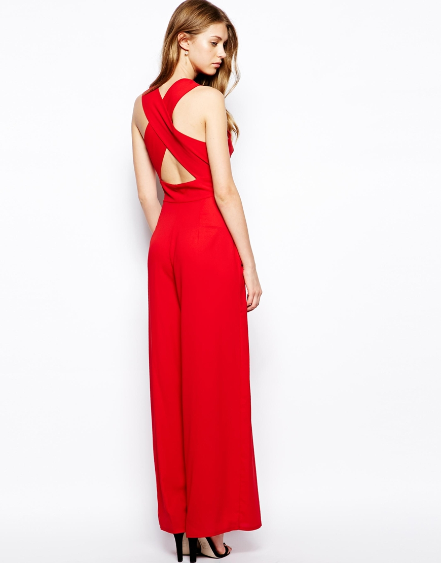 Lyst - Love Cross Back Jumpsuit in Red