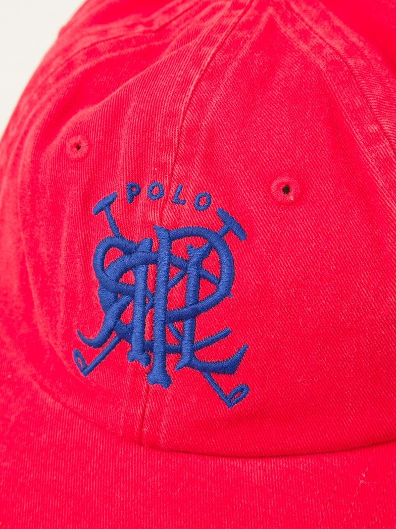 polo ralph lauren baseball cap with red player logo in black