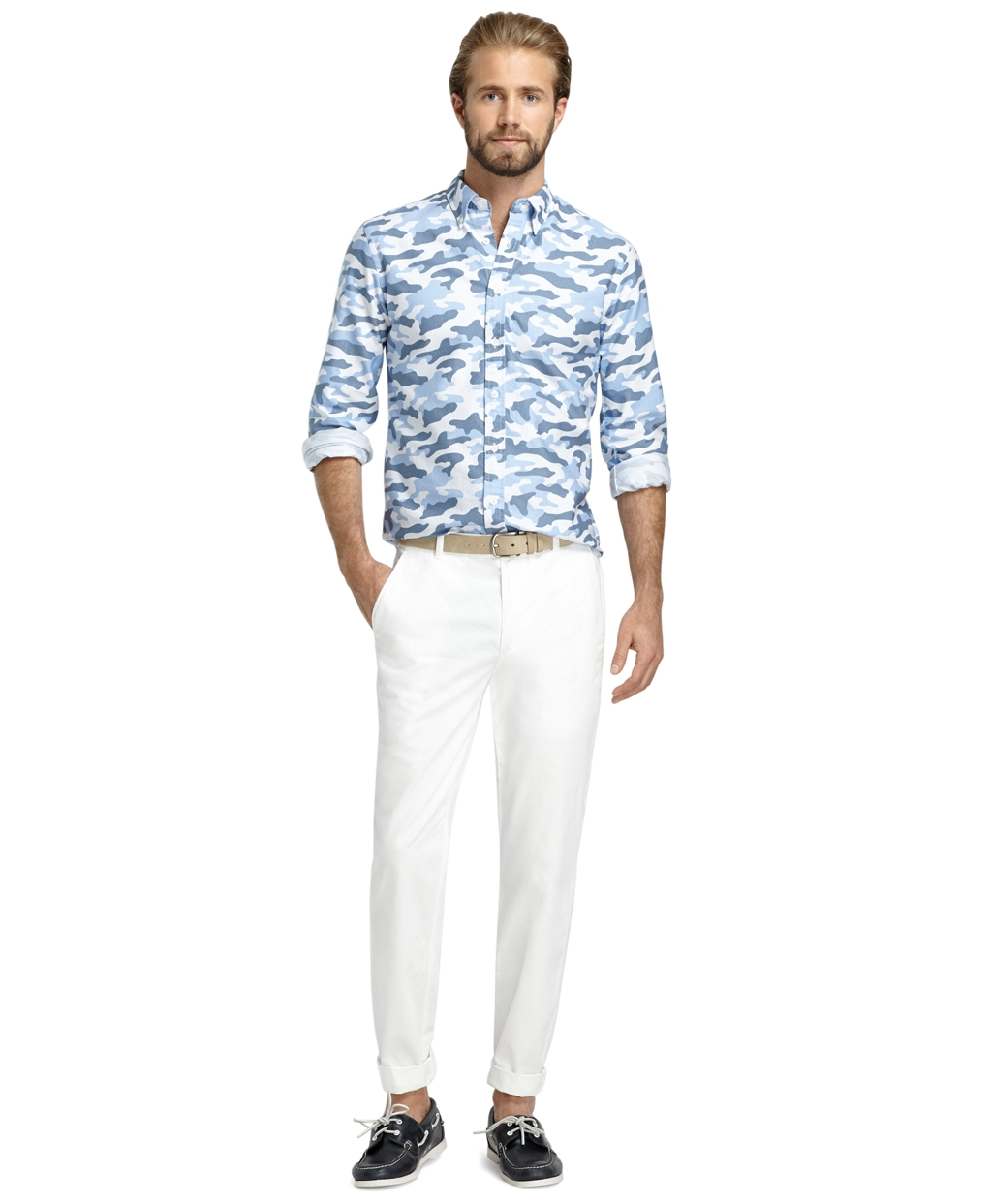 Brooks brothers Slim Fit Chinos in White for Men | Lyst