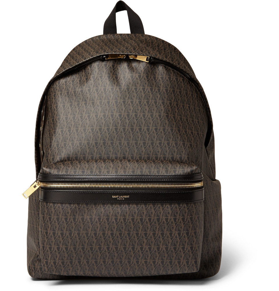 Lyst - Saint laurent Leather-Trimmed Monogrammed Backpack in Brown for Men
