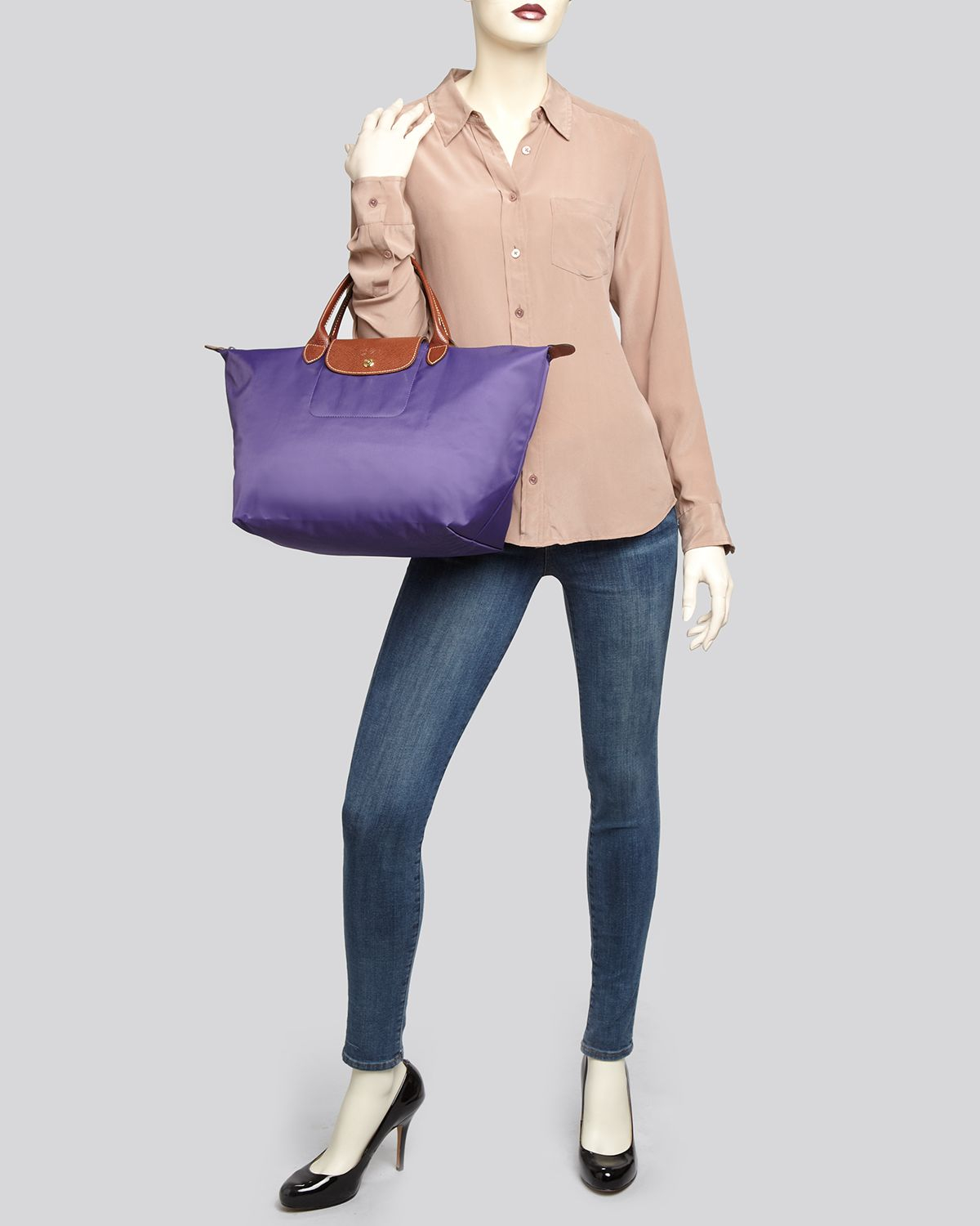 Lyst Longchamp Tote Le Pliage Medium Handheld In Purple Gallery