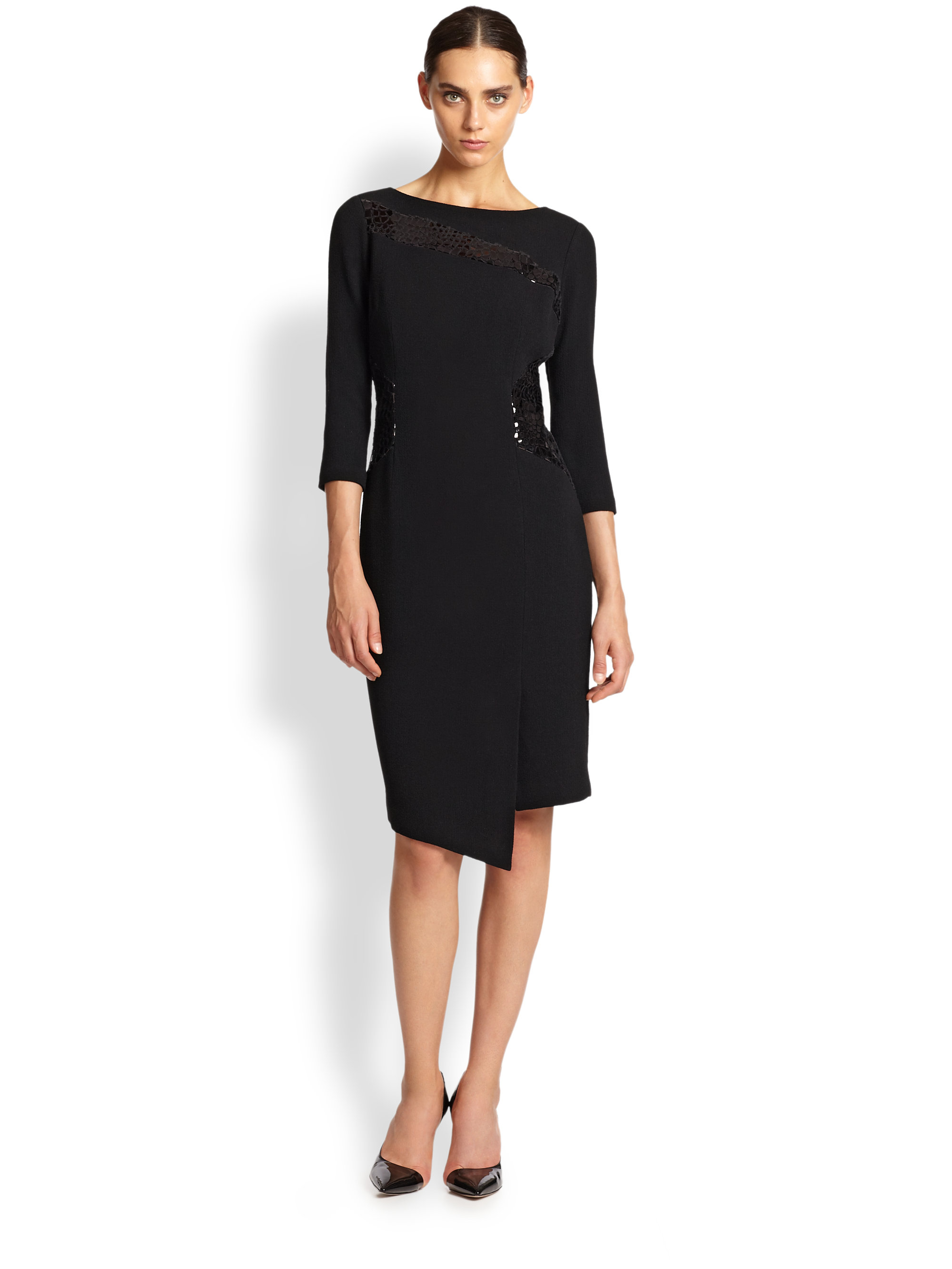 Lyst - Teri Jon Embellished Asymmetrical Dress in Black