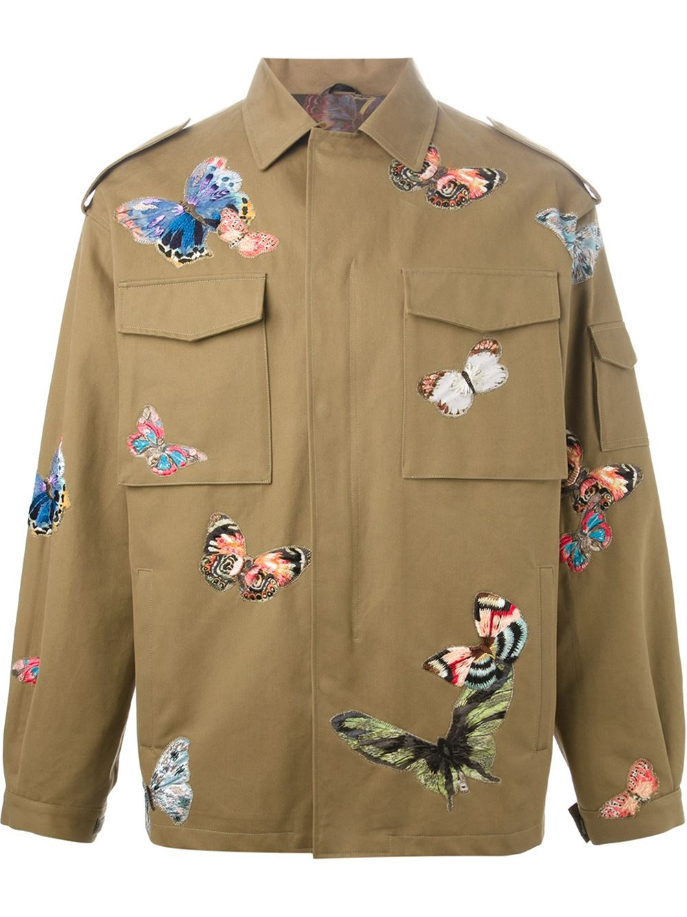Lyst Valentino Stitched Butterfly Jacket in Green for Men