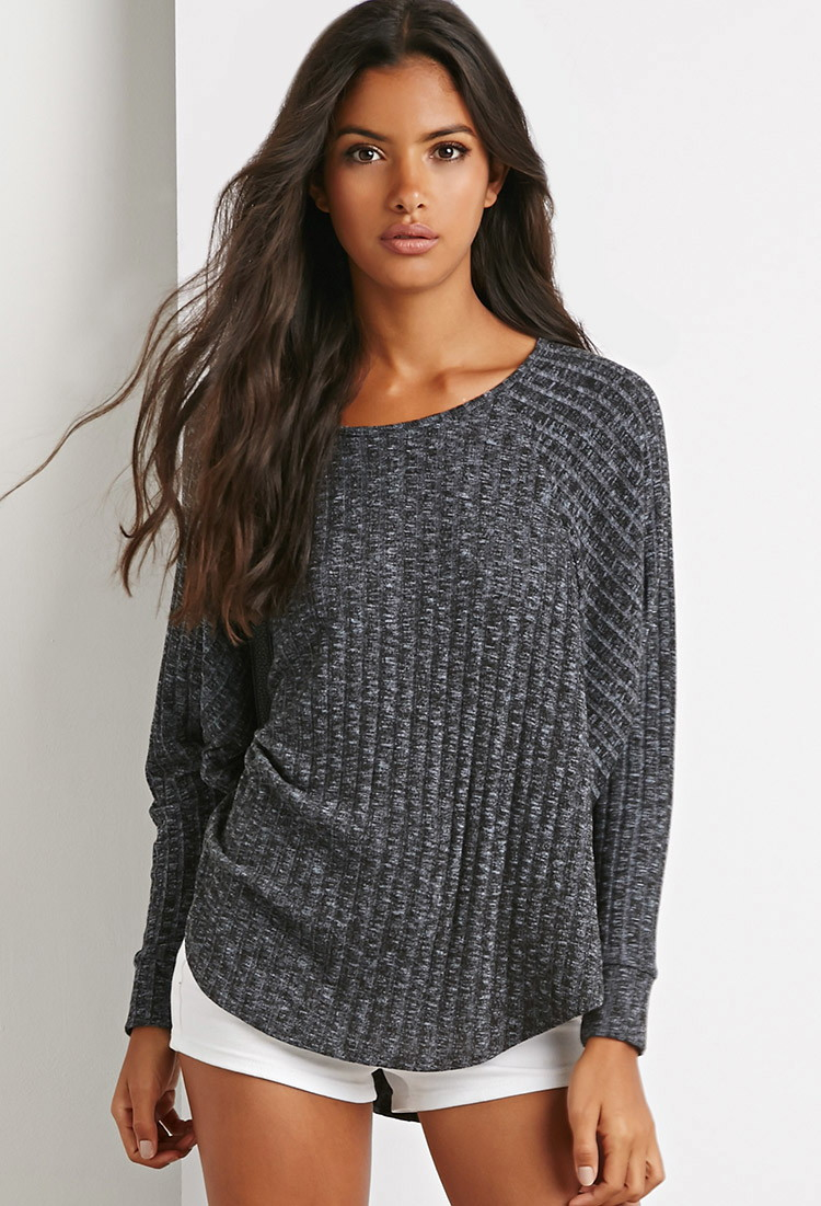 Lyst - Forever 21 Ribbed Knit Dolman Top in Gray