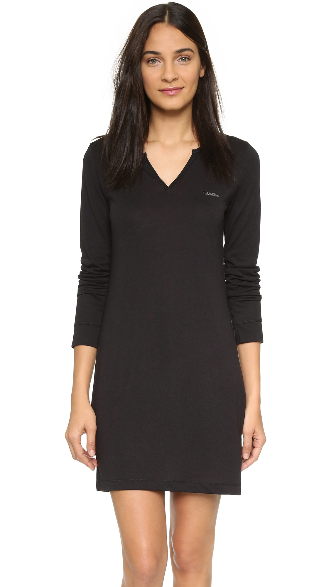 Lyst Calvin Klein Liquid Lounge Nightshirt Grey Heather in Black
