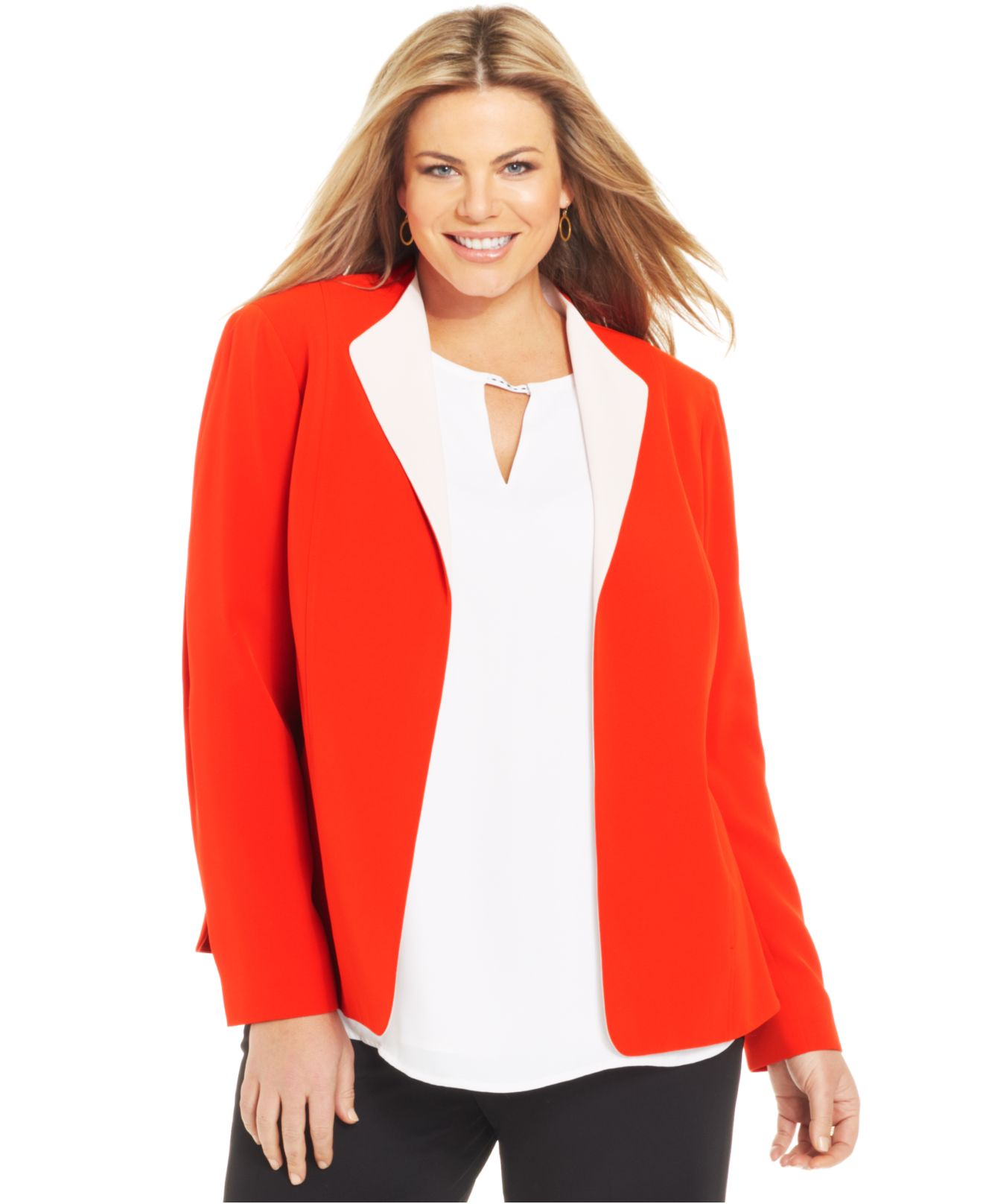 Lyst - Jones New York Collection Plus Size Open-Front Blazer in Red