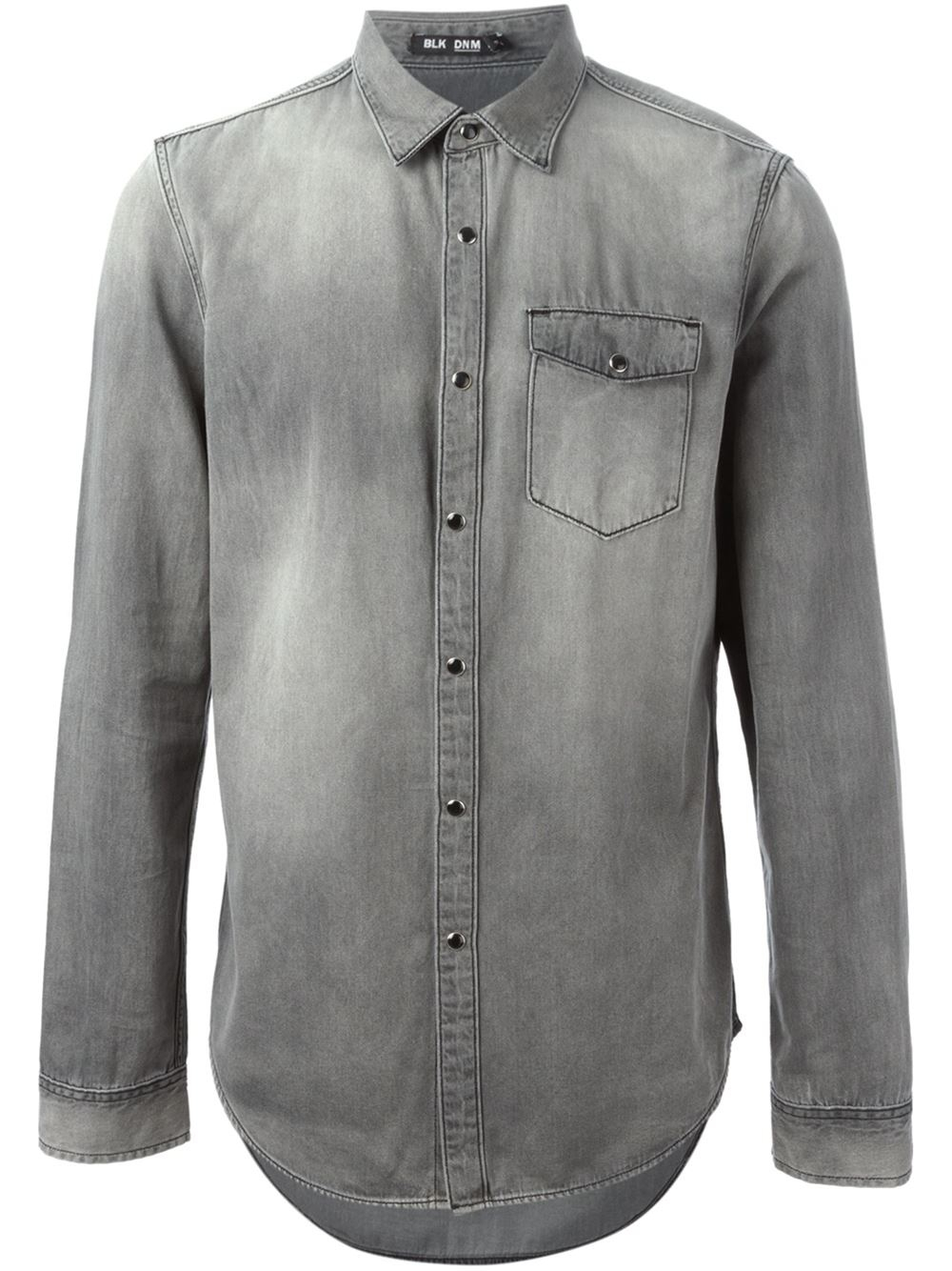 Blk Dnm Stone Washed Denim Shirt in Gray for Men (grey) | Lyst