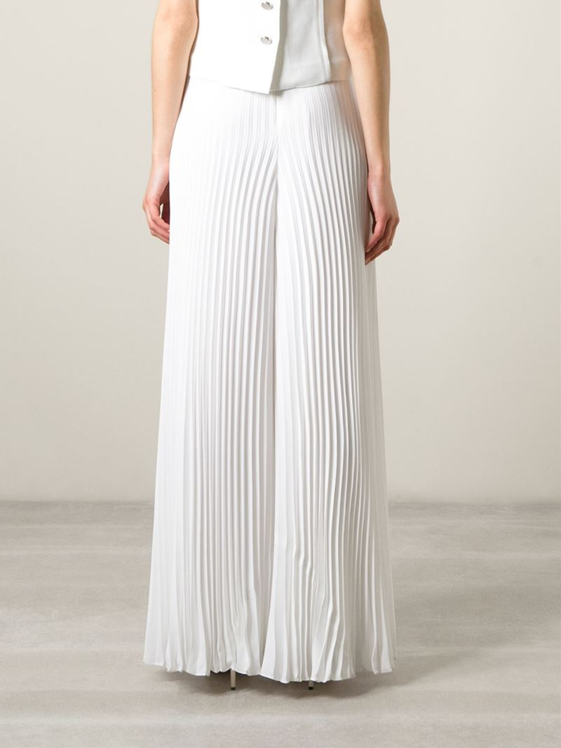 white pleated palazzo pants