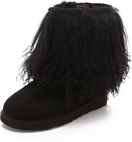 Ugg Short Sheepskin Cuff Boots in Black | Lyst