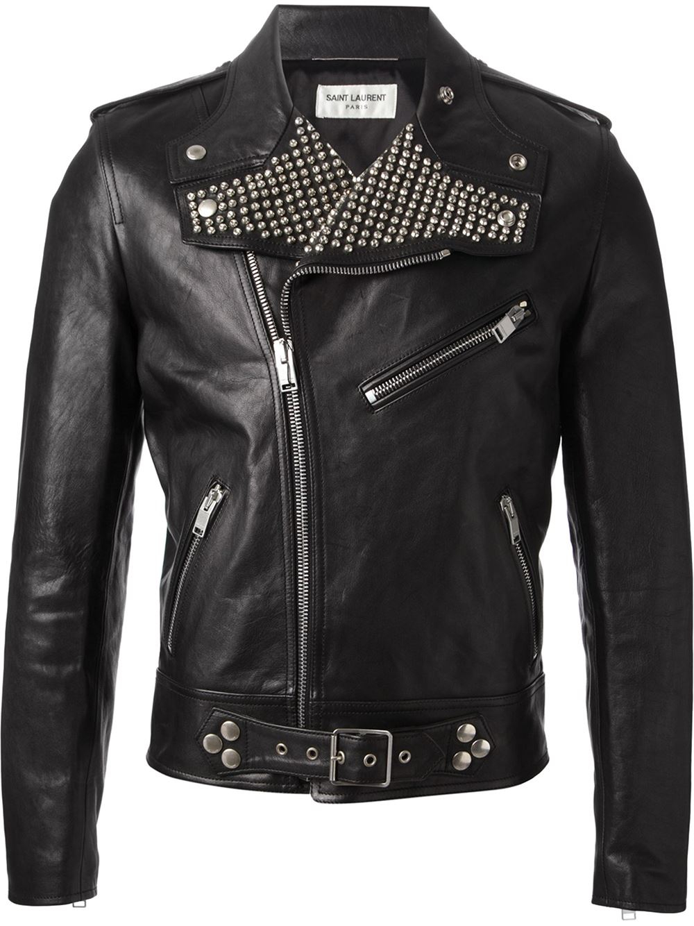Lyst - Saint Laurent Studded Biker Jacket in Black for Men