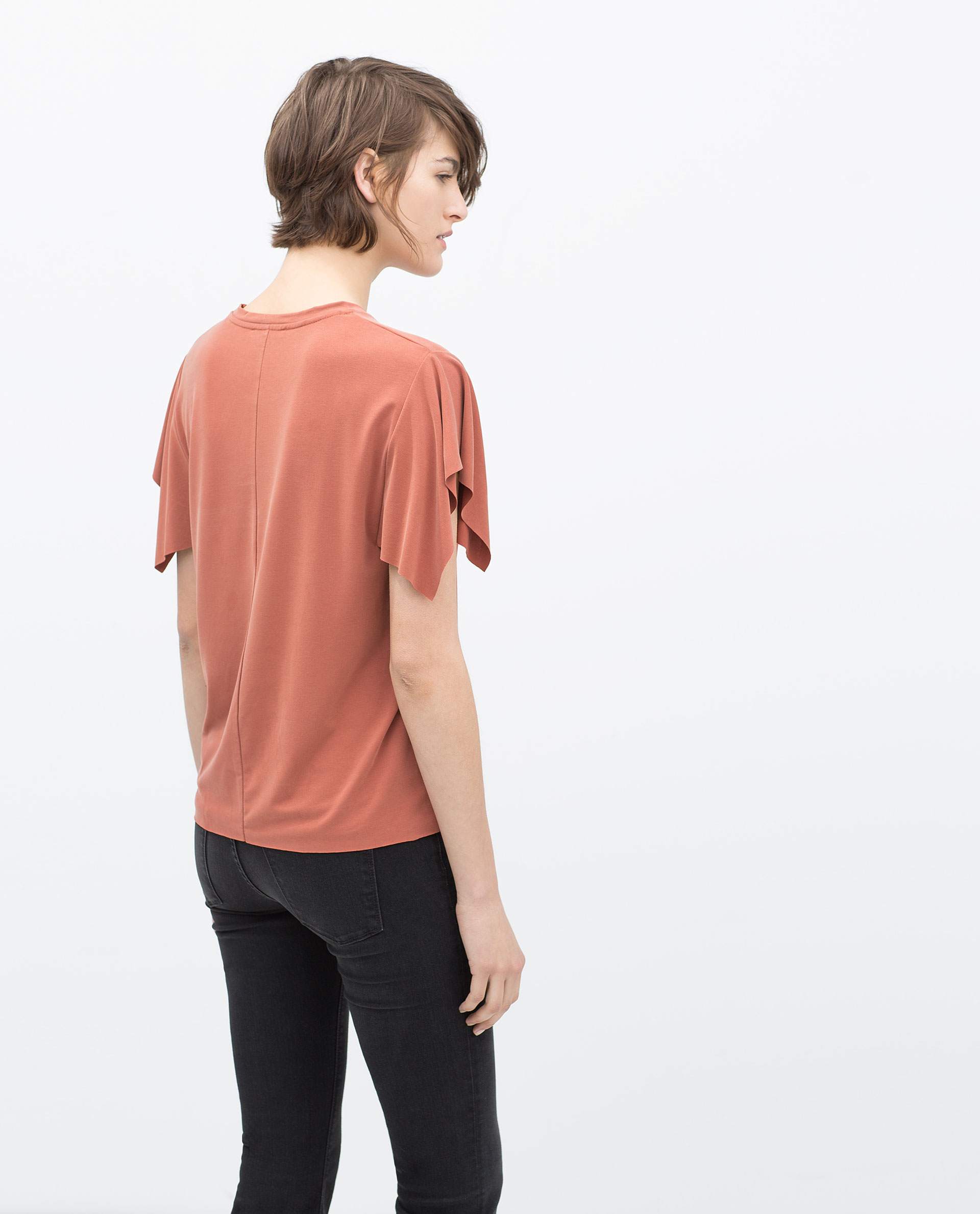 Zara Kimono Sleeve T-Shirt in Red | Lyst