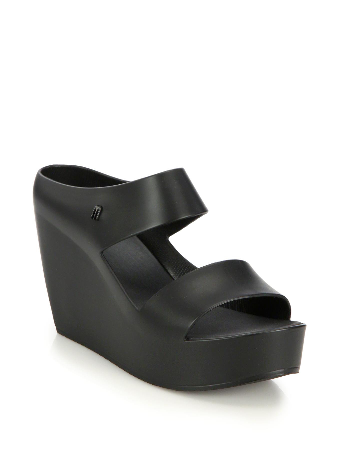 Melissa Creative Wedge Platform Sandals in Black | Lyst
