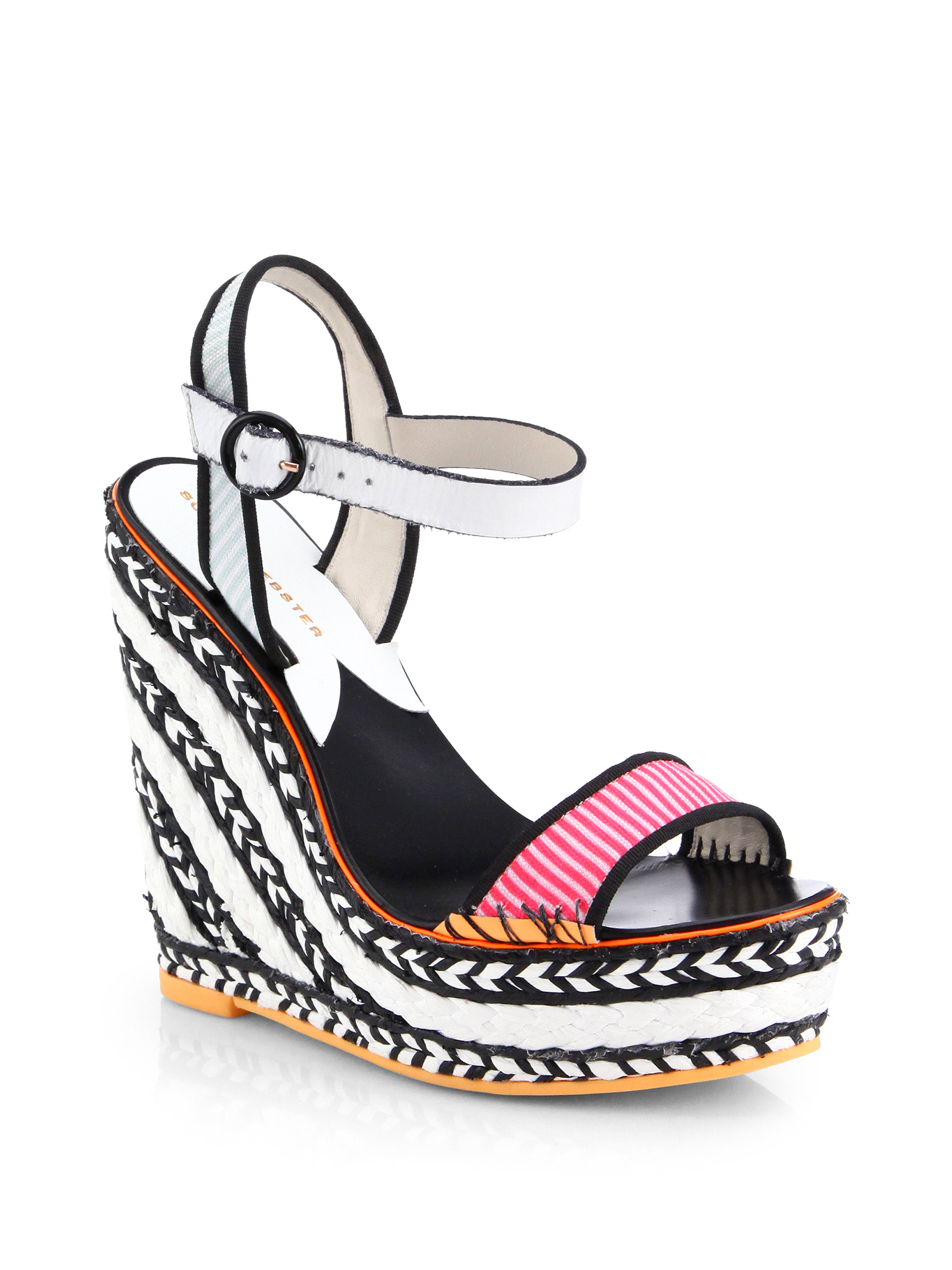 Sophia Webster Lucita Canvas Braided Wedge Sandals in Multicolor (PINK ...