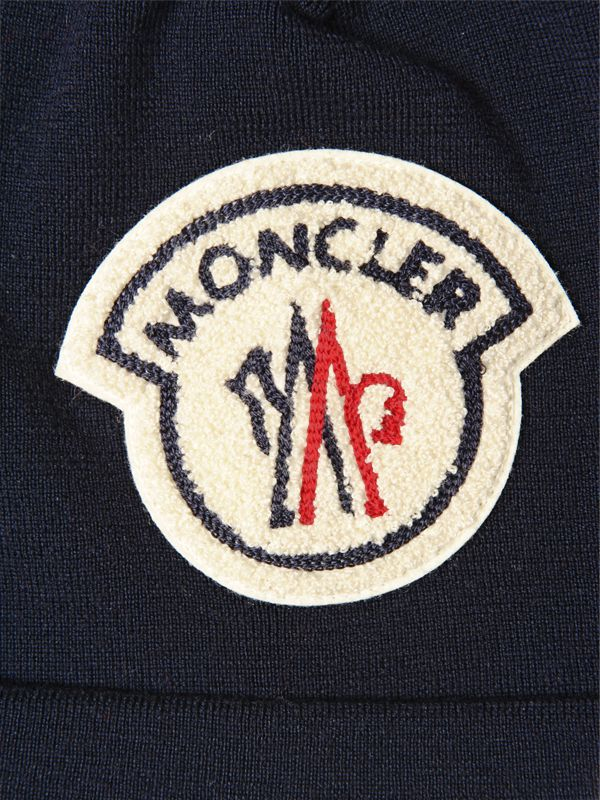 Moncler Ami Logo Patch On Wool Beanie Hat in Blue for Men | Lyst