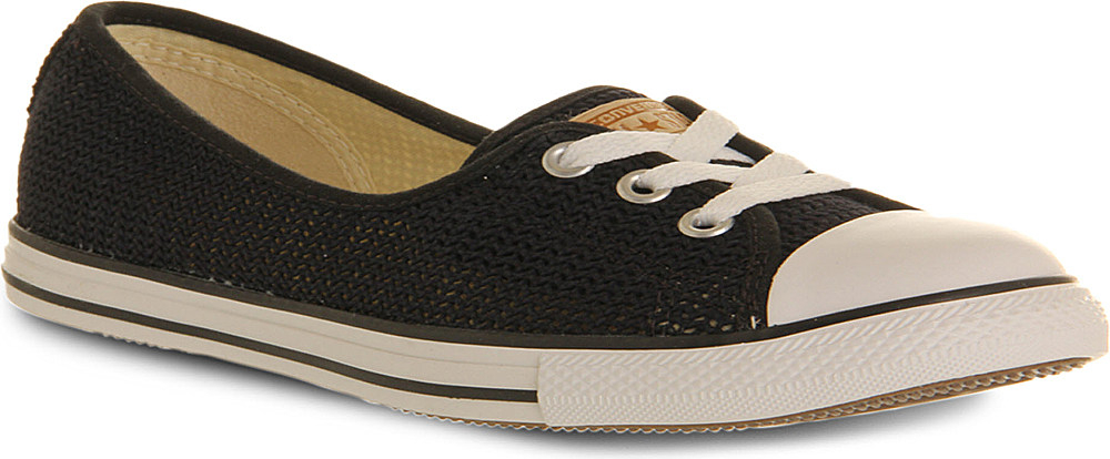 black ballet lace slip trainers