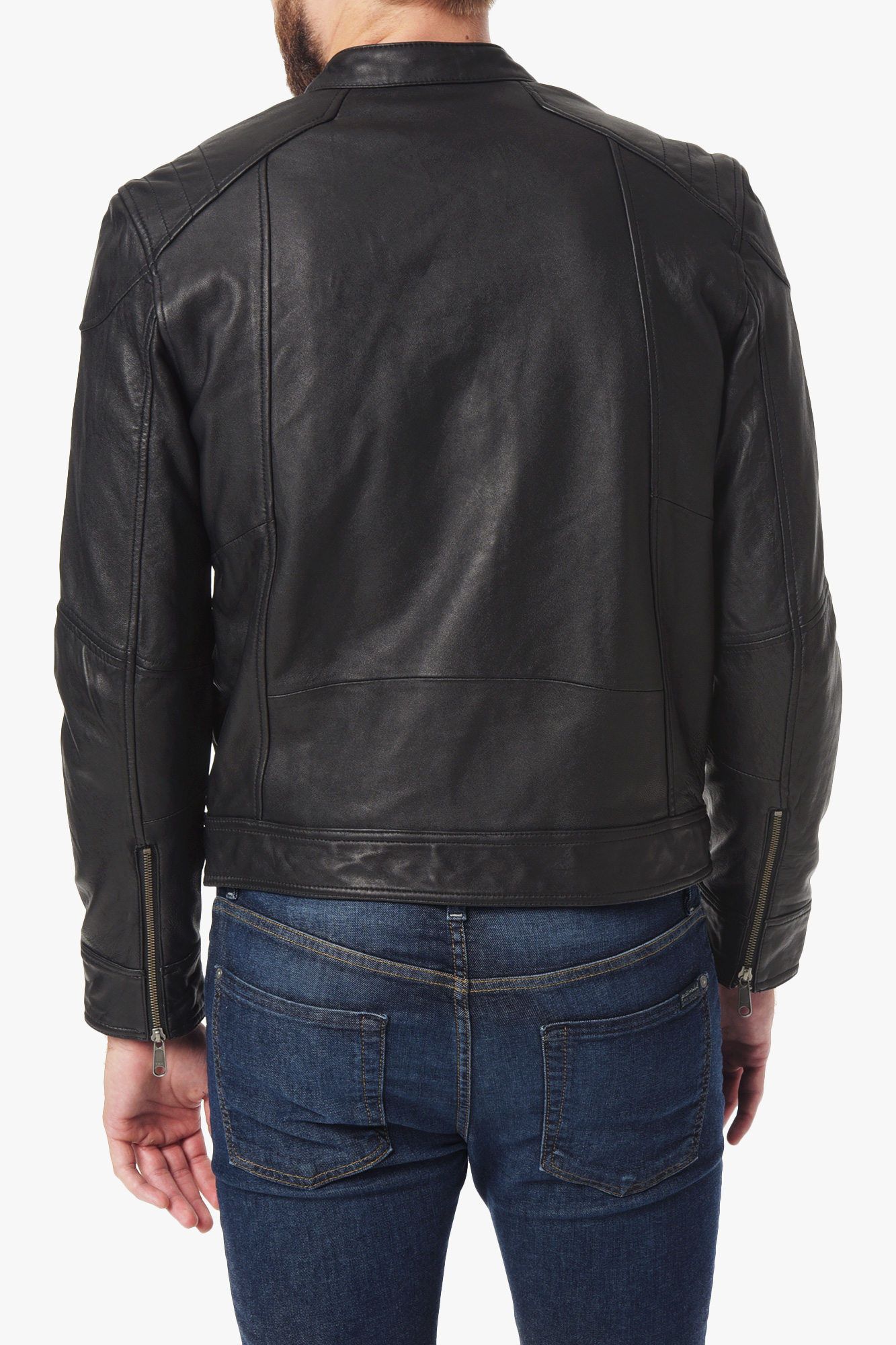 7 For All Mankind Leather Jacket In Black Men Lyst Gallery