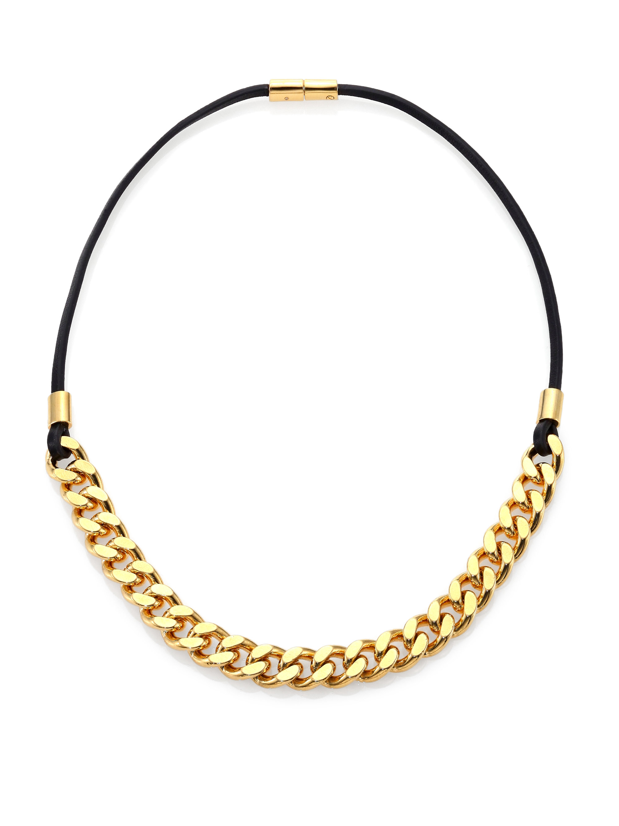 Michael kors Leather & Chain Necklace in Metallic | Lyst