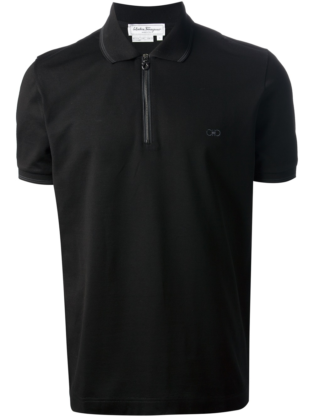 Lyst - Ferragamo Zip Fastening Polo Shirt in Black for Men