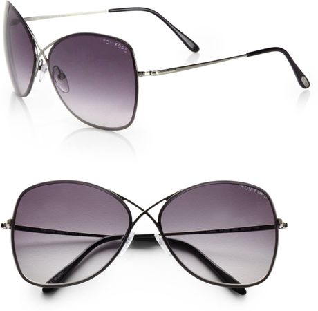 Tom Ford Colette Rimless Oversized Aviator Sunglasses in Silver ...