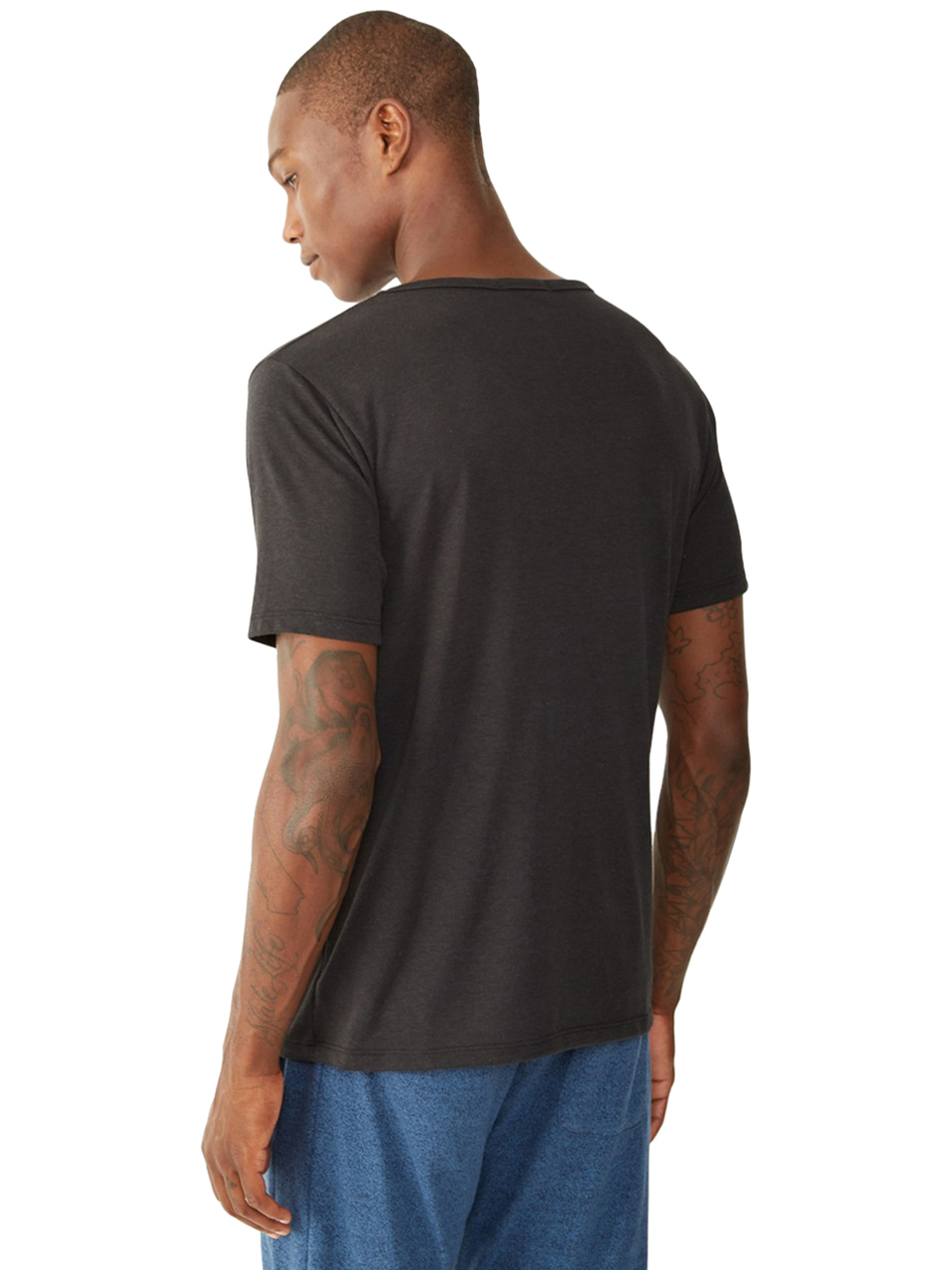 Alternative apparel Eco jersey Open  Neck  T shirt  in Black 