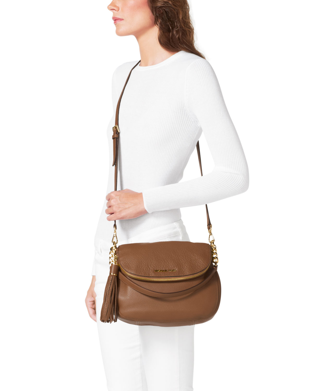 michael kors brown over the shoulder purse