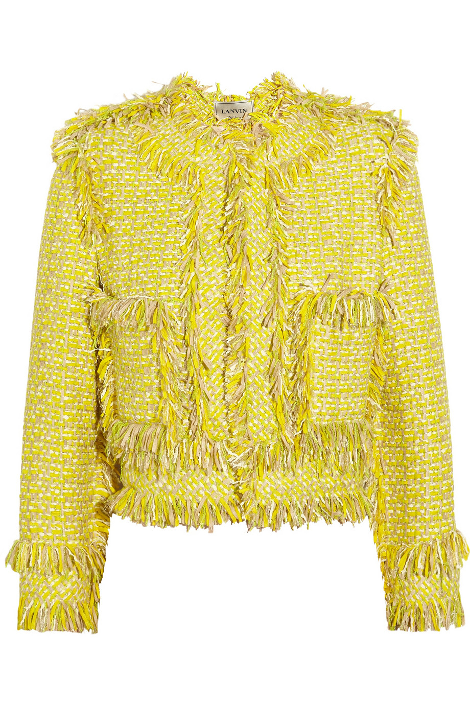 Lyst - Lanvin Frayed Tweed Jacket in Yellow
