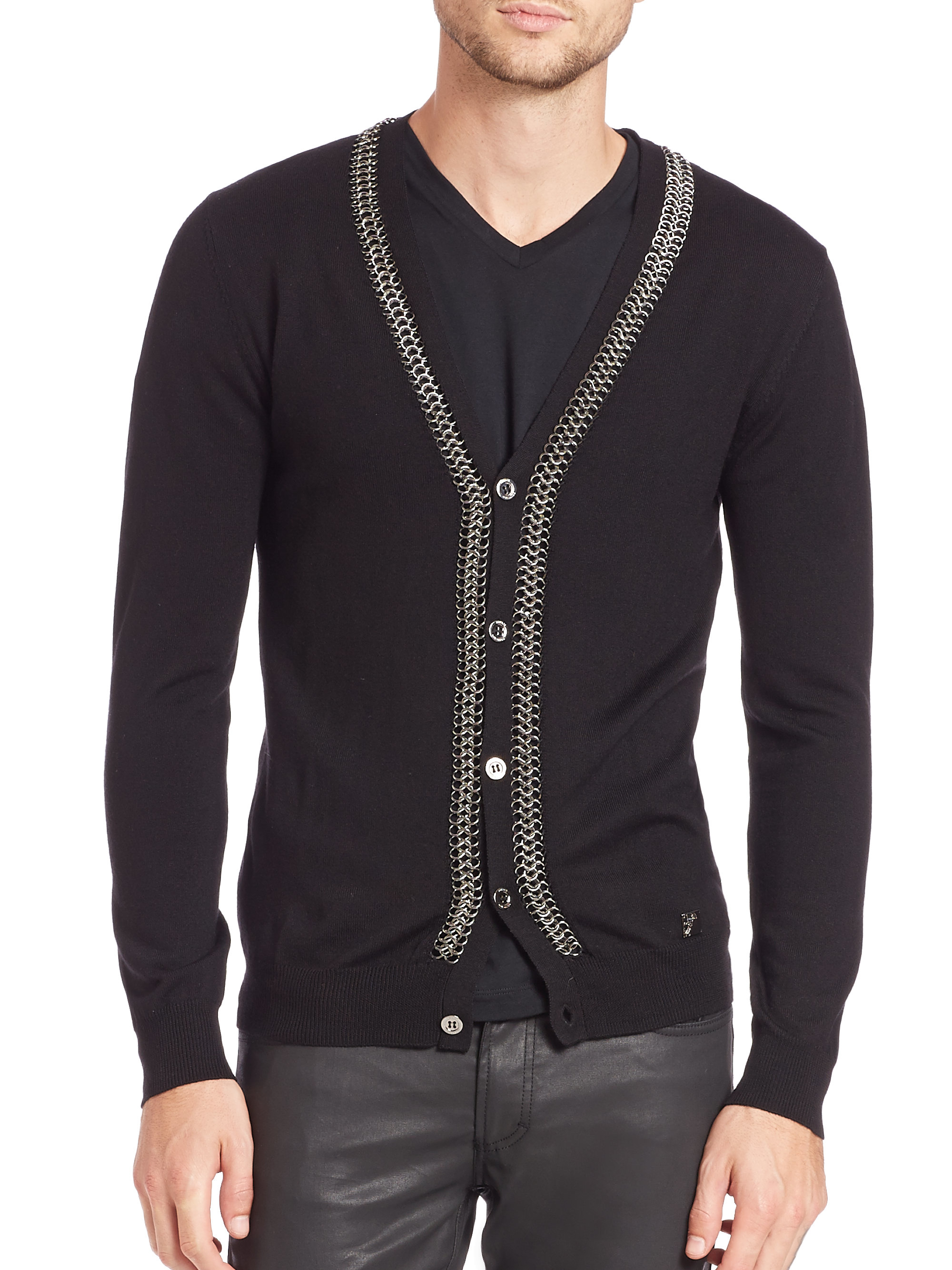  Versace  Chain Cardigan  in Black for Men Lyst