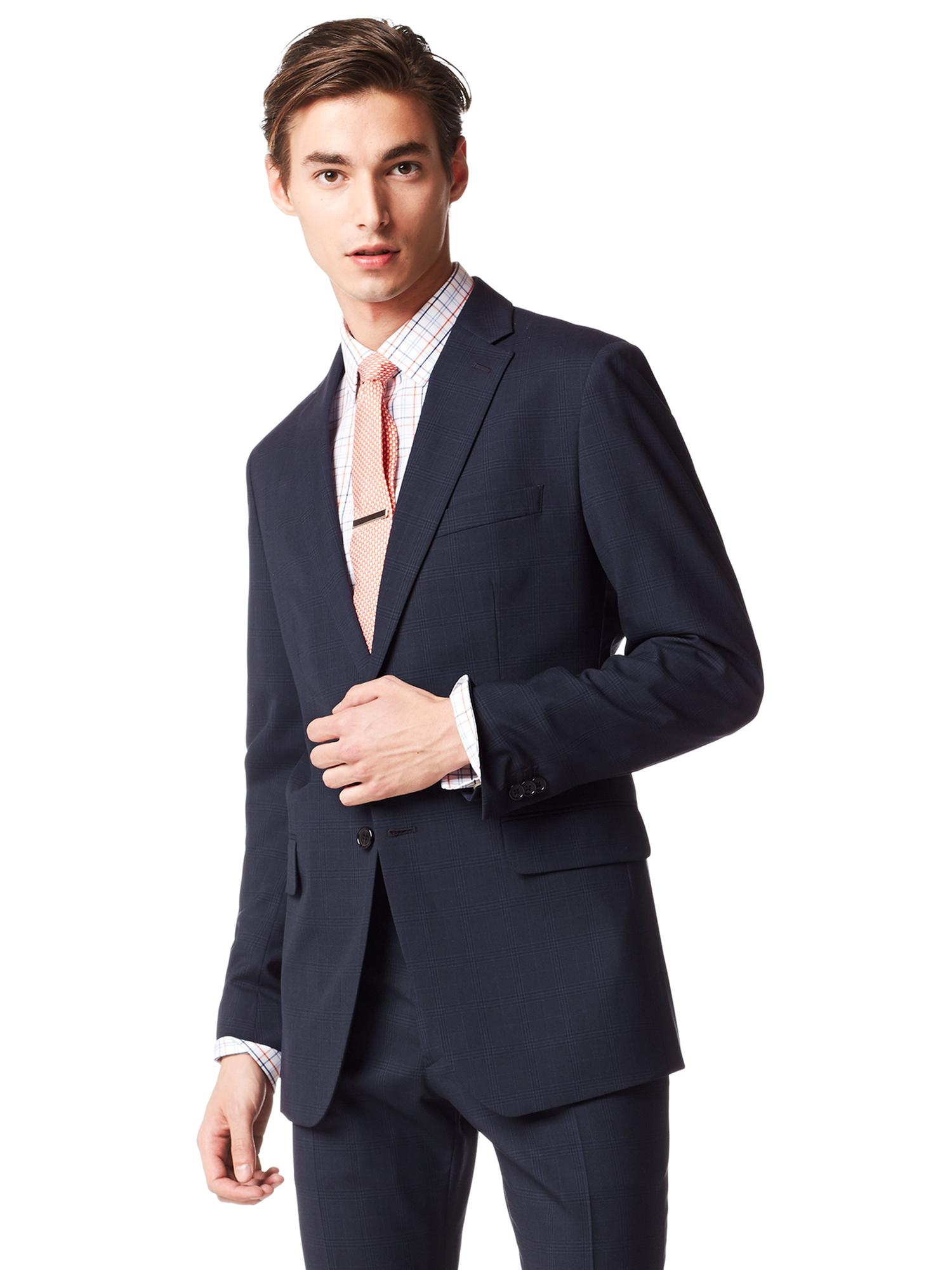 Banana Republic Tailored-Fit Navy Plaid Wool Suit Jacket in Blue for ...