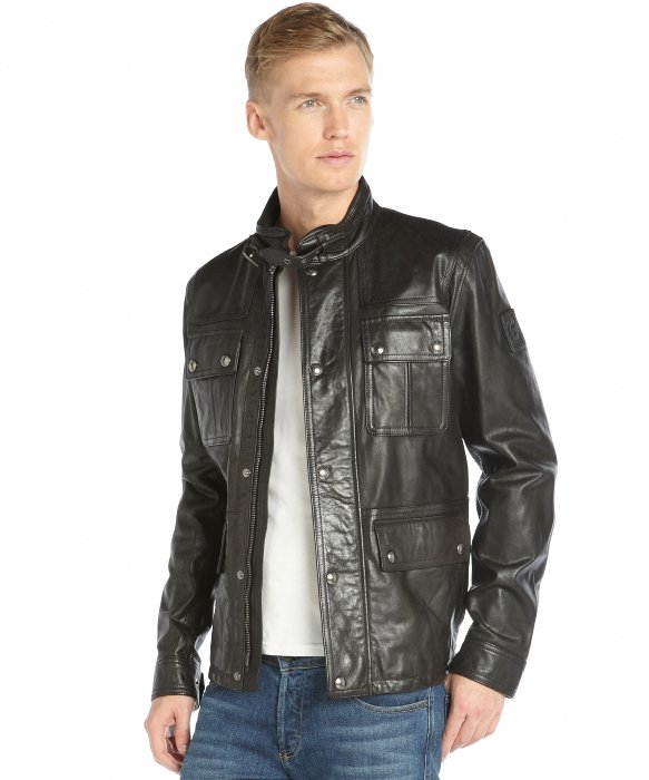 Lyst Belstaff Black Waxed Leather Pocket Front Warrington Jacket Gallery