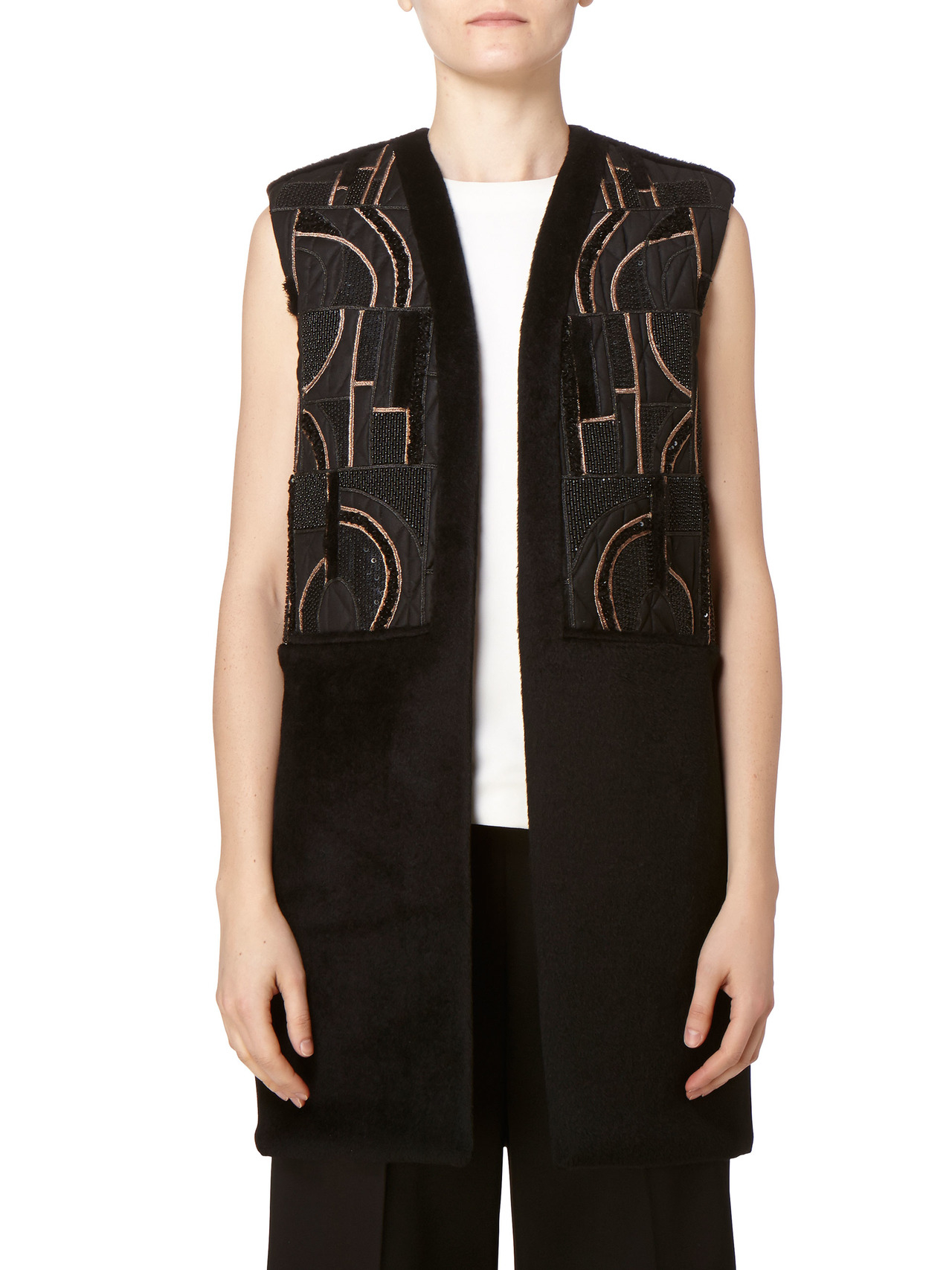 Maiyet Sleeveless Long Embroidered Vest in Black | Lyst