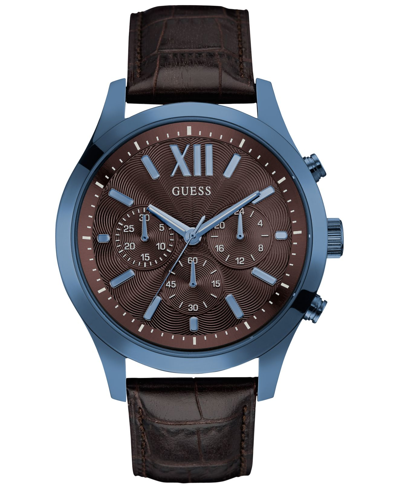 guess brown leather watch