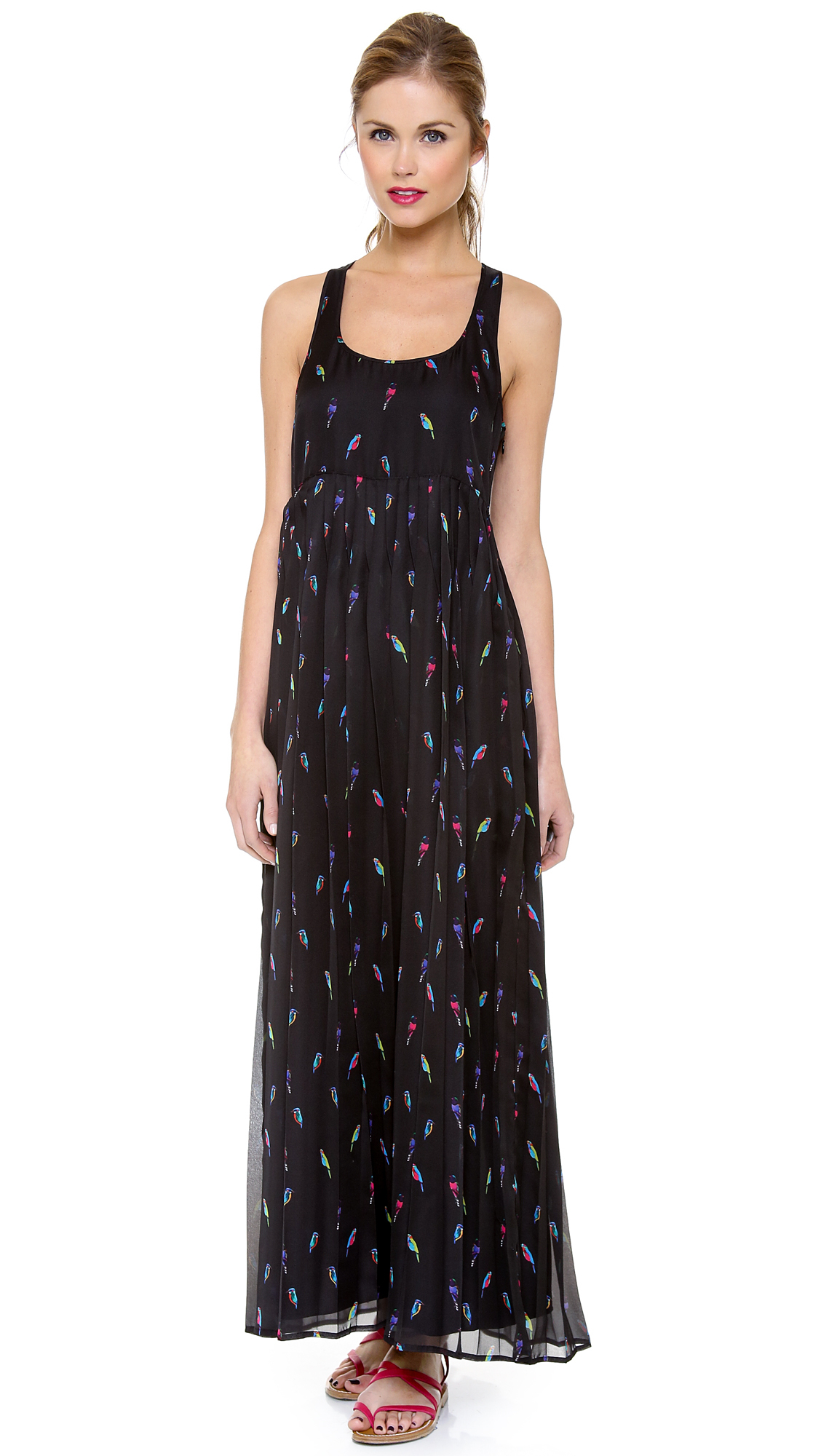 minkoff sunita maxi bird print dress in black lyst minkoff sunita maxi bird print dress in black lyst