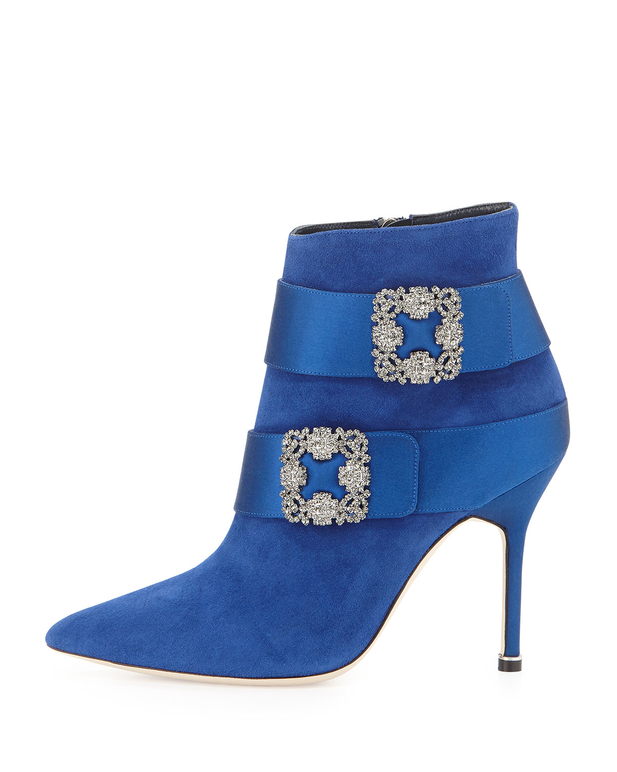 Lyst - Manolo Blahnik Hangisi Suede Ankle Boot in Blue
