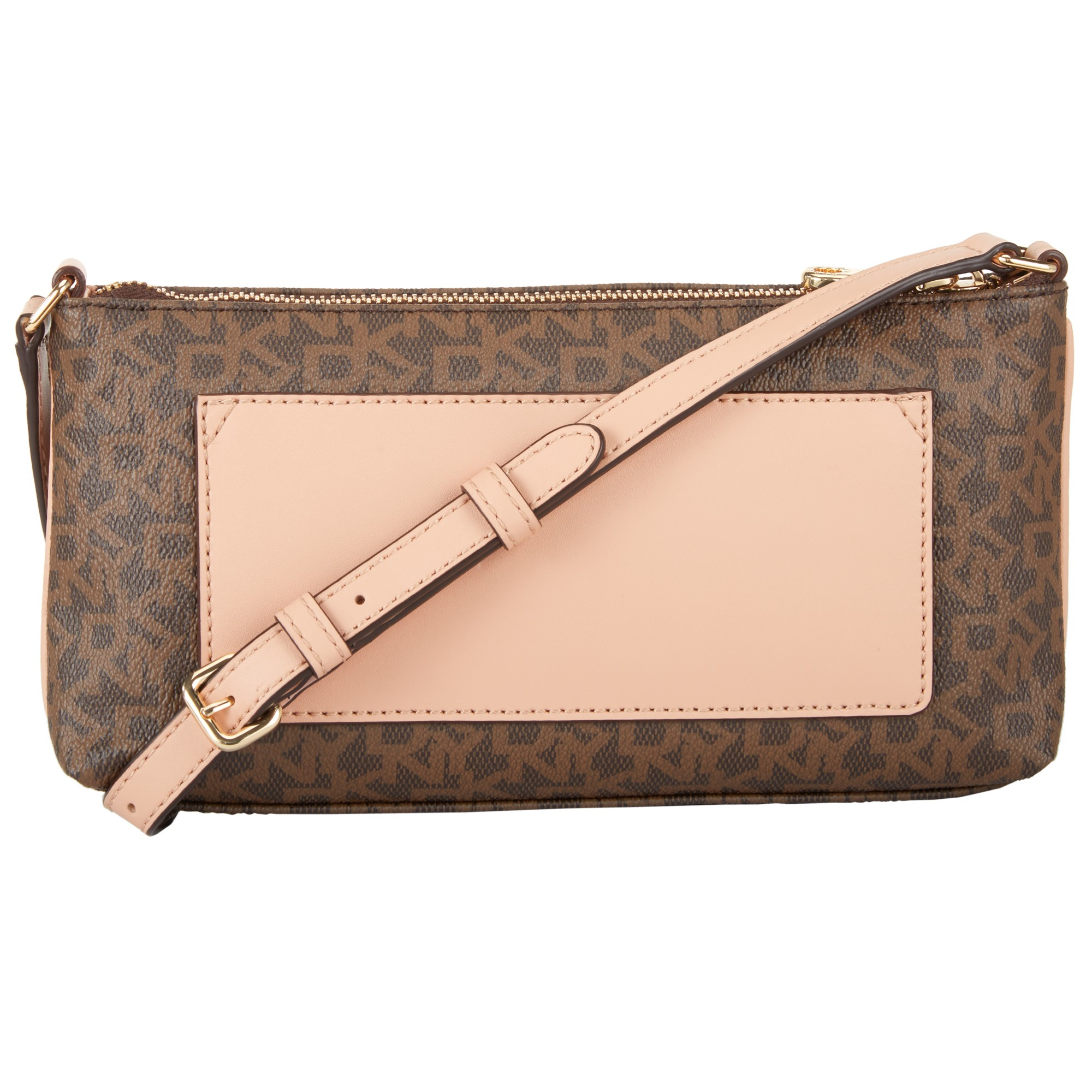 Dkny Heritage Coated Logo Leather East West Across Body Bag In Brown Gallery